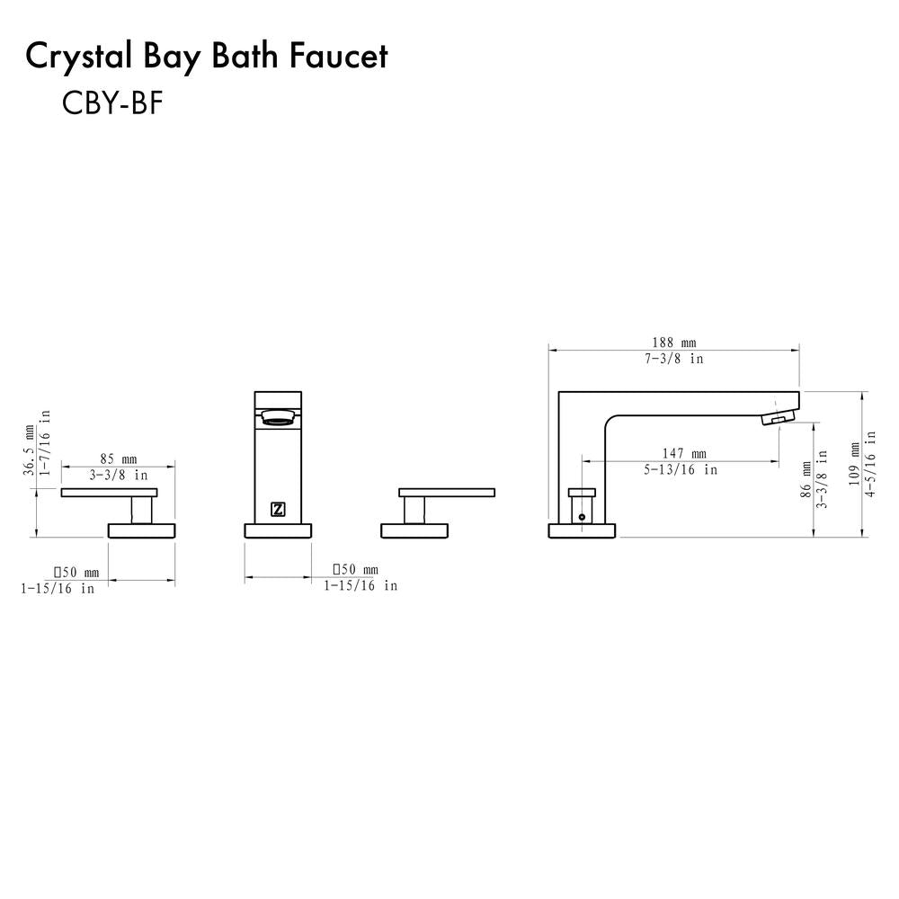 ZLINE Crystal Bay Widespread Bathroom Faucet in Chrome Finish - Modern 8
