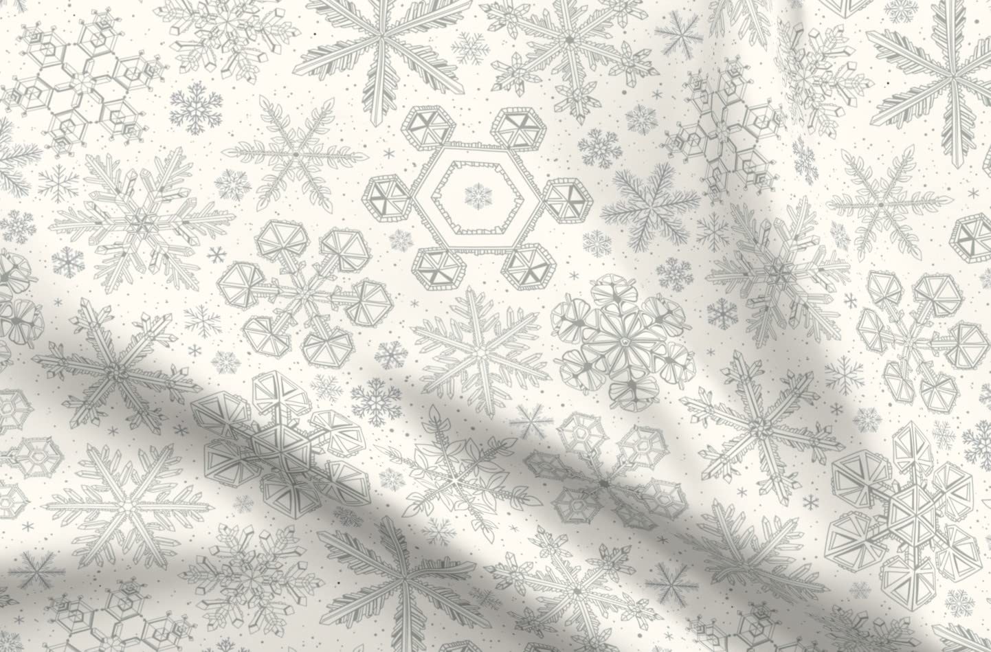 Gray Snowflakes on Beige Satin Fabric by The Yard - Premium Printed Fabric for Sewing, Apparel, Lining, Fashion, Blankets & Home Decor | Perfect for DIY Projects, Quilting, and Holiday Crafts