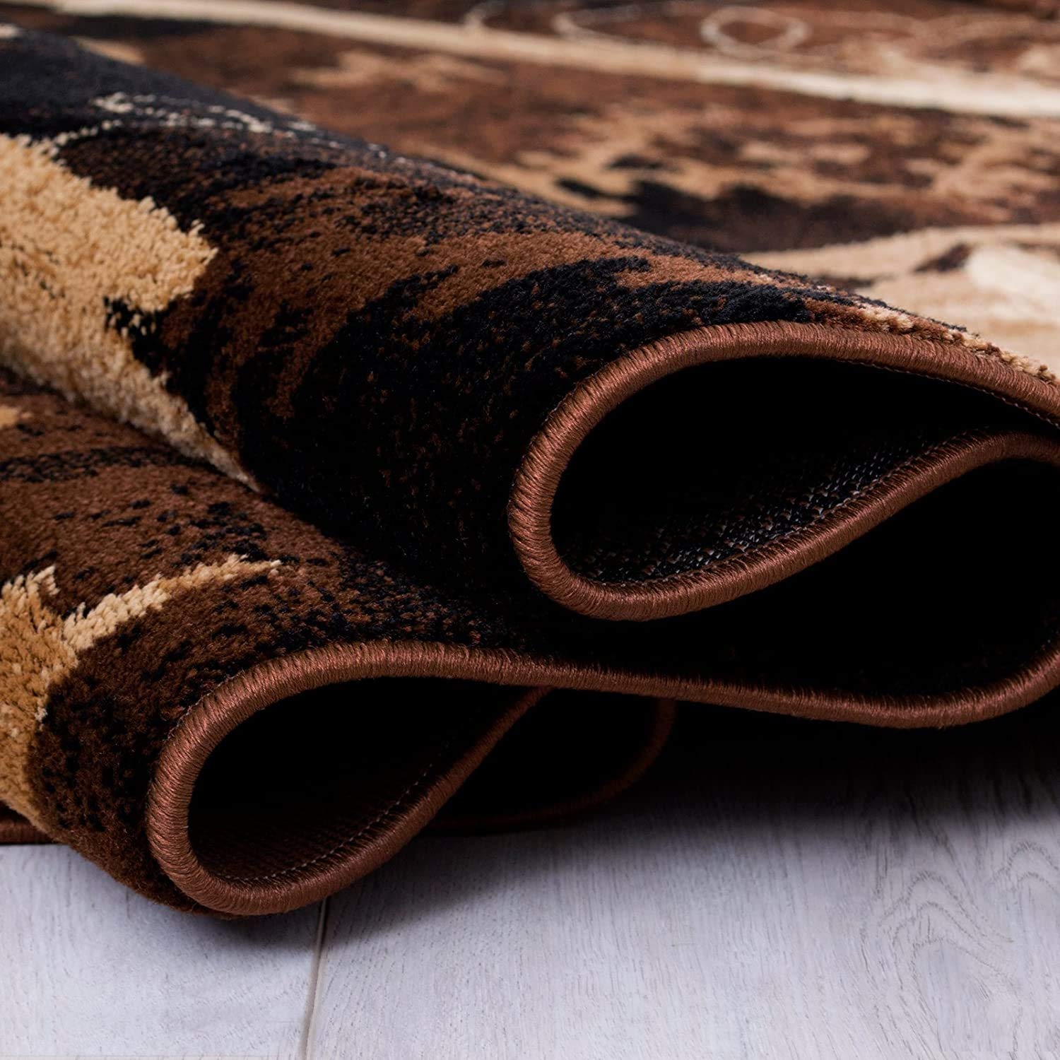 Premium Ducks Deer Elk Fish Hunting Lodge Cabin Area Rug - 7'8