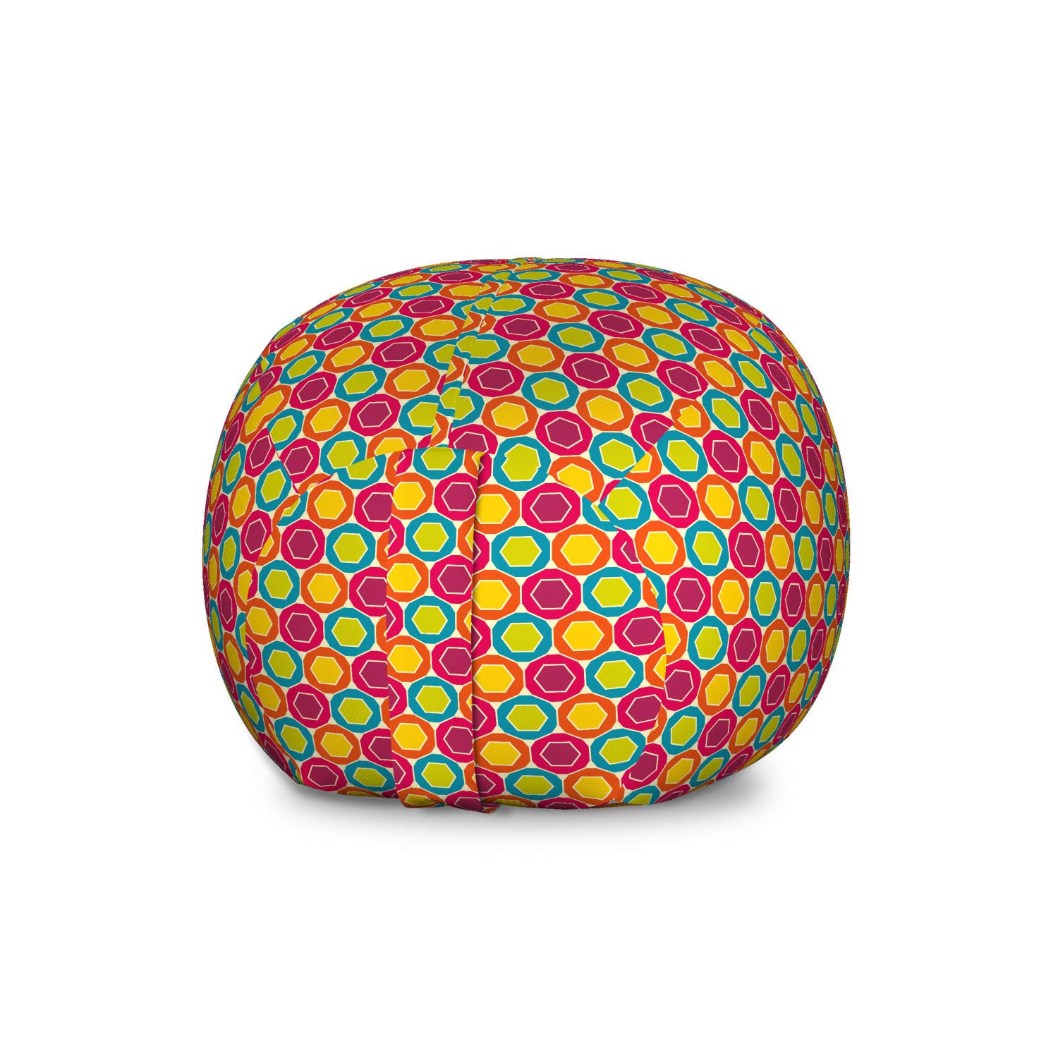 Ambesonne Abstract Storage Toy Bag Chair - Colorful Geometric Hexagon Pattern, Large Washable Stuffed Animal Organizer | Kids Room Decor, Playroom Storage, Nursery Organization