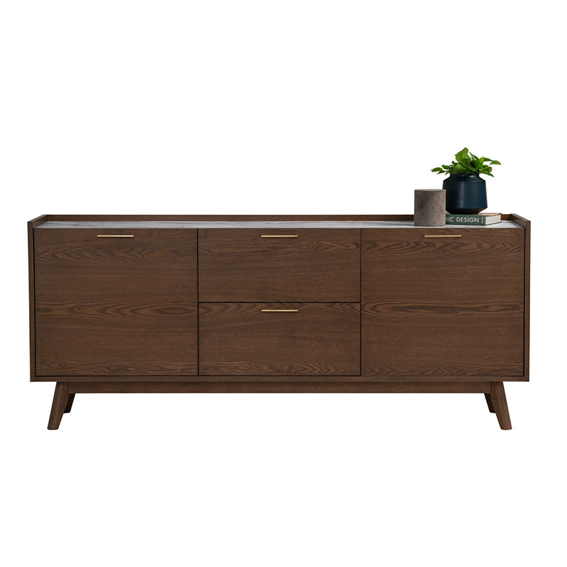 BREDA 160cm Walnut Sideboard Buffet - Modern Dining Room Storage Cabinet for Kitchen, Living Room & Entryway Organization