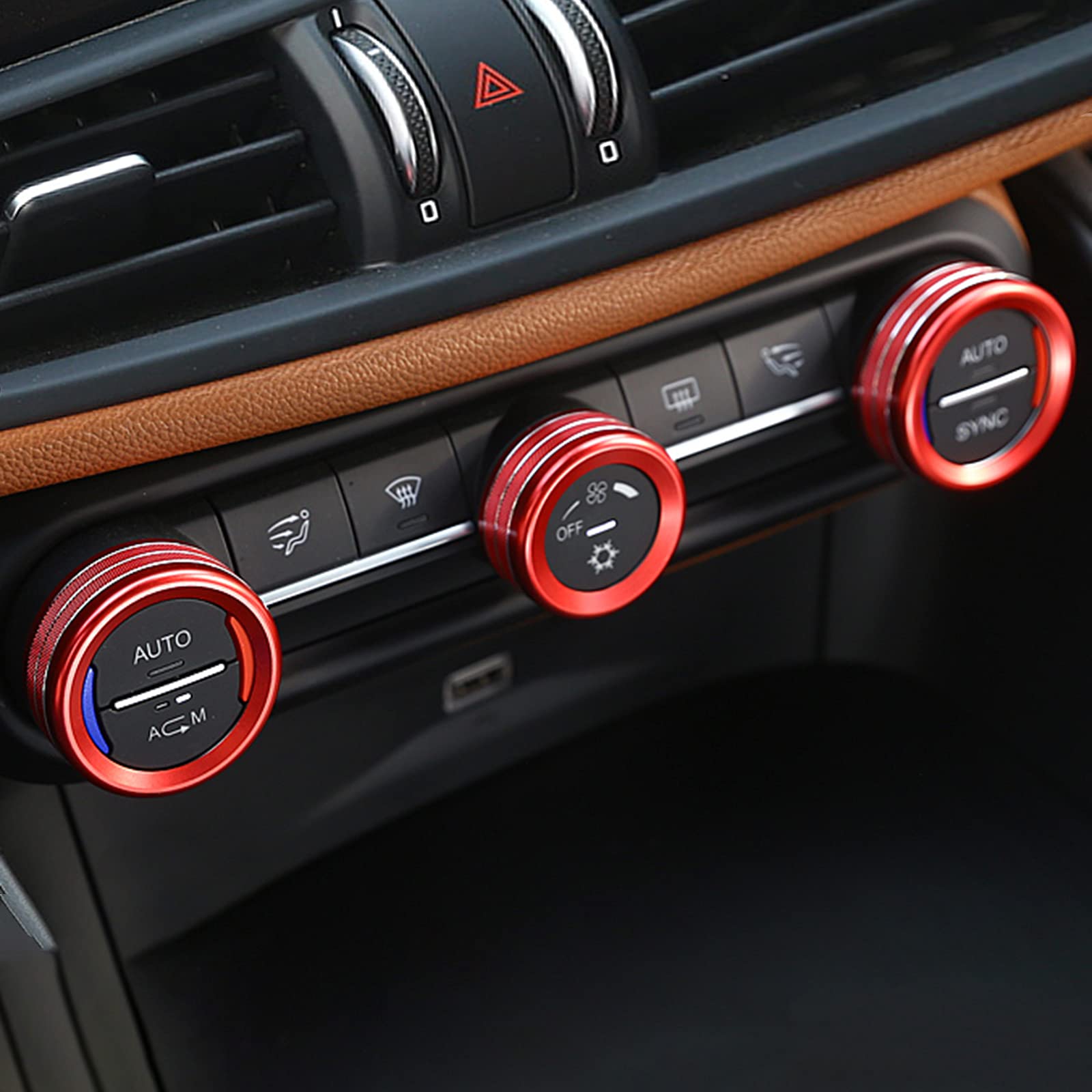 3PCS Car AC Knob Trim & Audio Cover Decorative Rings - Compatible with Alfa Romeo Giulia & Stelvio 2016-2019 Models - Interior Upgrade Accessories for Enhanced Dashboard Style - Perfect for Car Enthusiasts & Customization Lovers