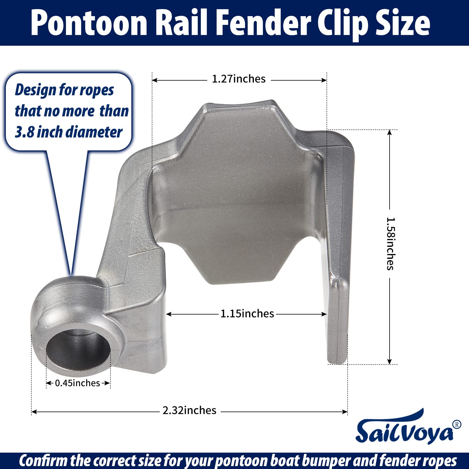 Premium Pontoon Boat Fender Clips - Heavy Duty Square Rail Hangers & Adjusters for Secure Docking - Compatible with Most Pontoon Bumpers - Perfect for Marinas, Docks & Waterfront Protection