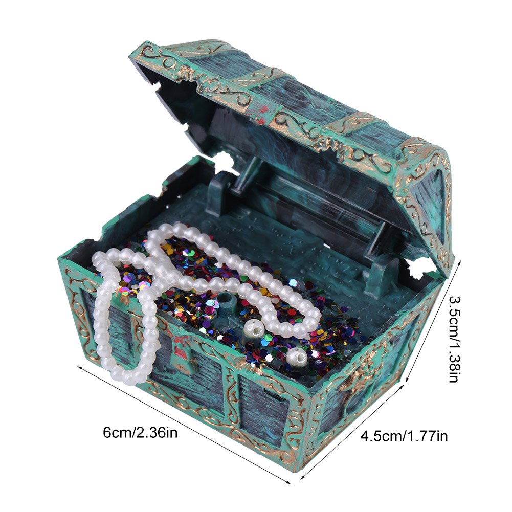 Zerodis Aquarium Decorations - Resin Treasure Box Ornament for Fish Tank, Artificial Jewelry Box Landscape Decor (Green) | Perfect for Freshwater & Saltwater Aquariums, Fish Hideouts & Themed Tank Designs