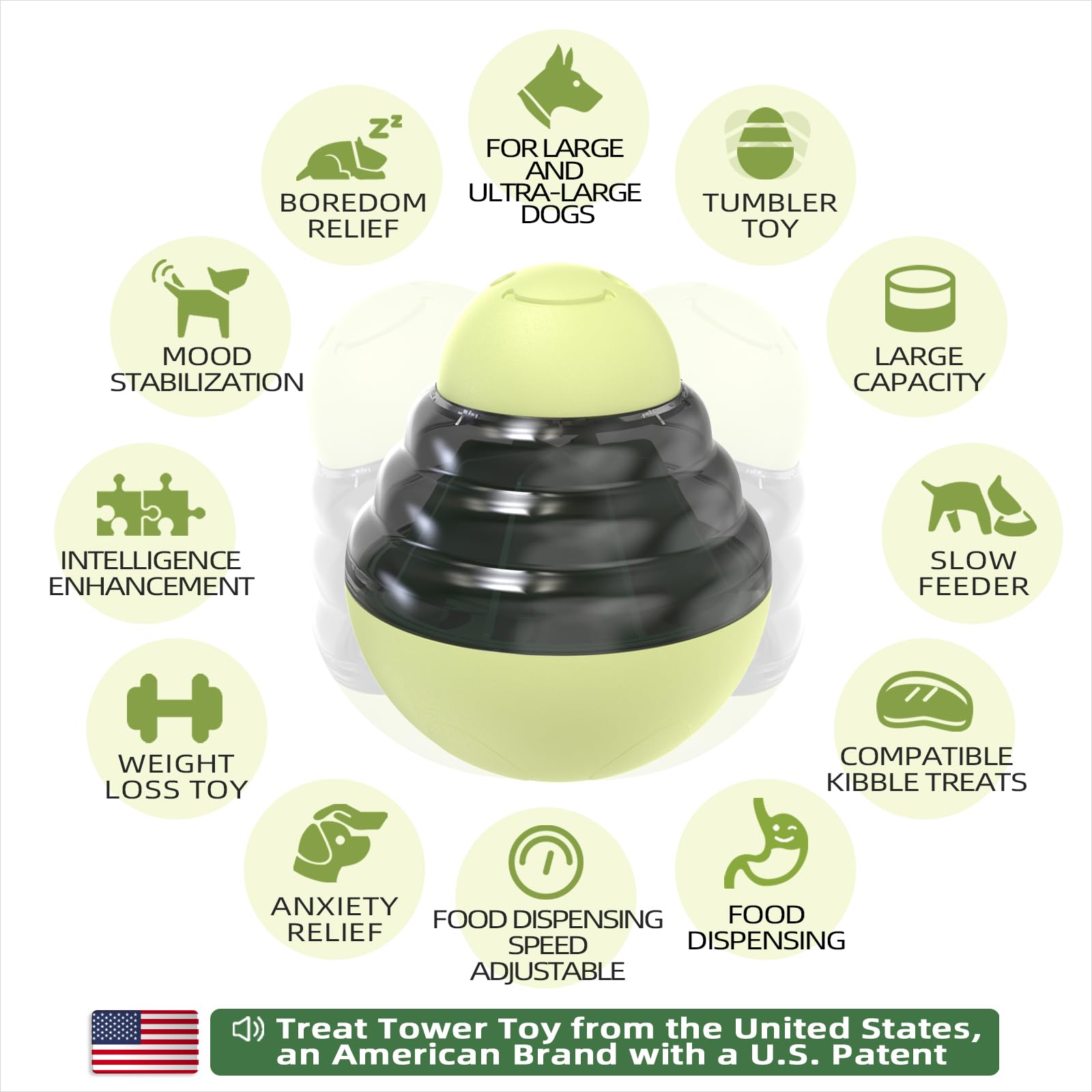 KADTC Dog Wobble Treat Tower Puzzle Toy - Slow Feeder & Food Dispenser for Large/Extra Large Dogs, Aggressive Chewers - Mental Stimulation & Boredom Relief - Perfect for Training, Mealtime Enrichment, and Keeping Dogs Busy Indoors