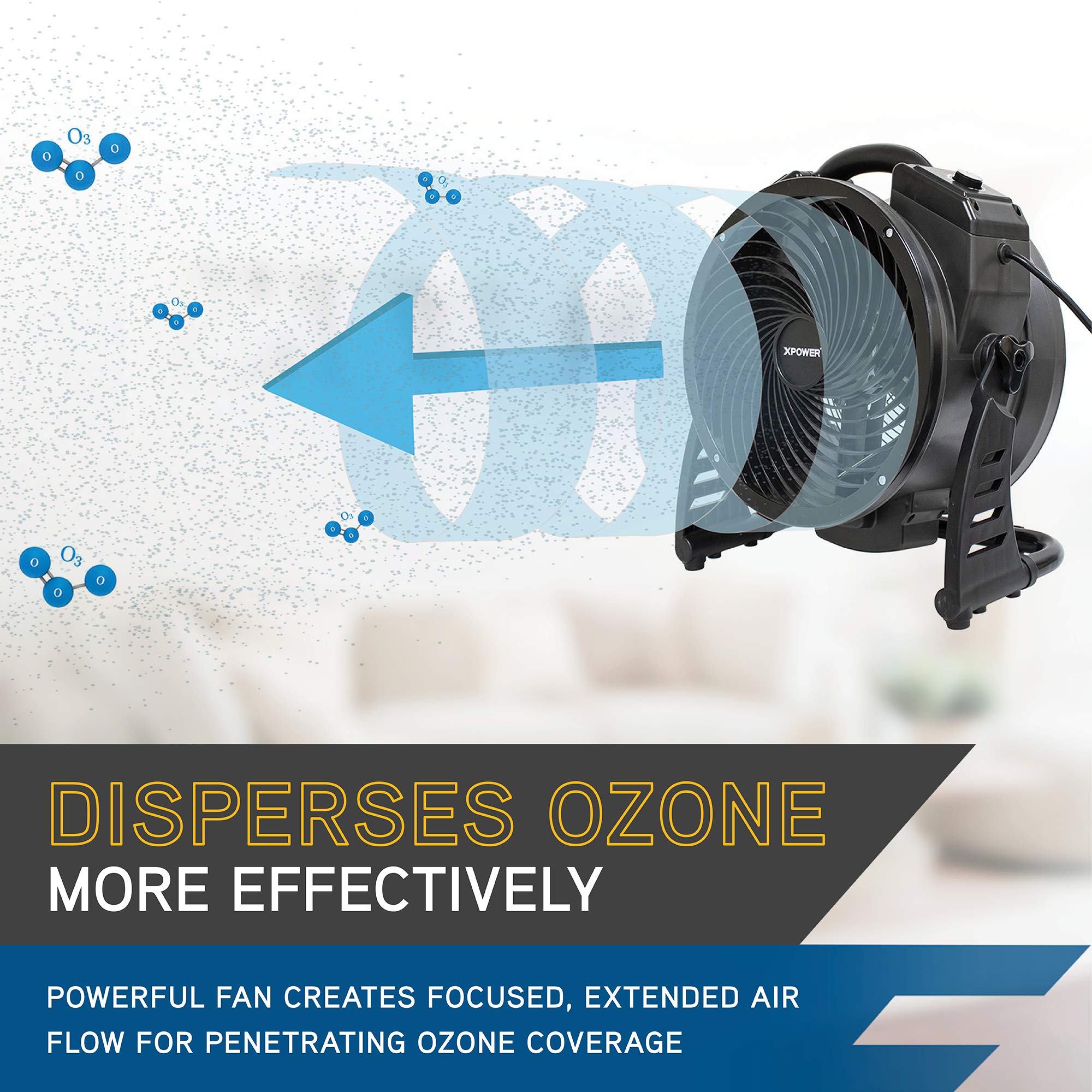 XPOWER M-25 Commercial Ozone Generator Fan - High Capacity Air Mover with Ozone Sanitization for Large Areas - Odor Removal & Air Purification for Warehouses, Gyms, and Restaurants