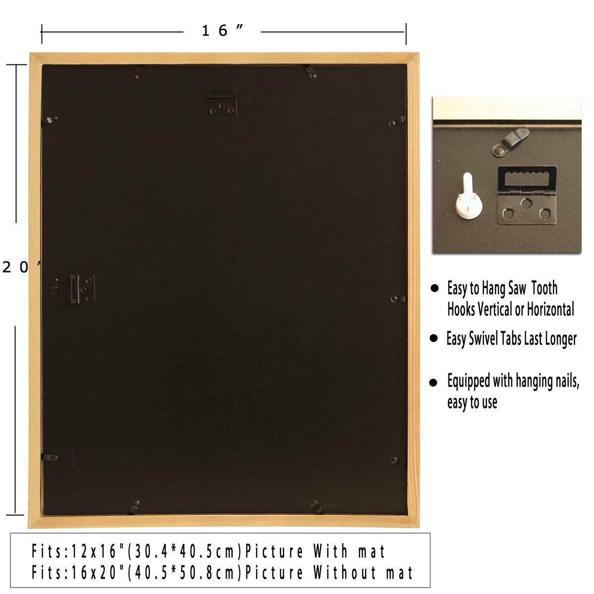 16x20 White Solid Wood Picture Frame with 12x16 Mat - Perfect for Wall Decor, Posters, Photos, and Artwork Display in Living Room, Bedroom, or Office