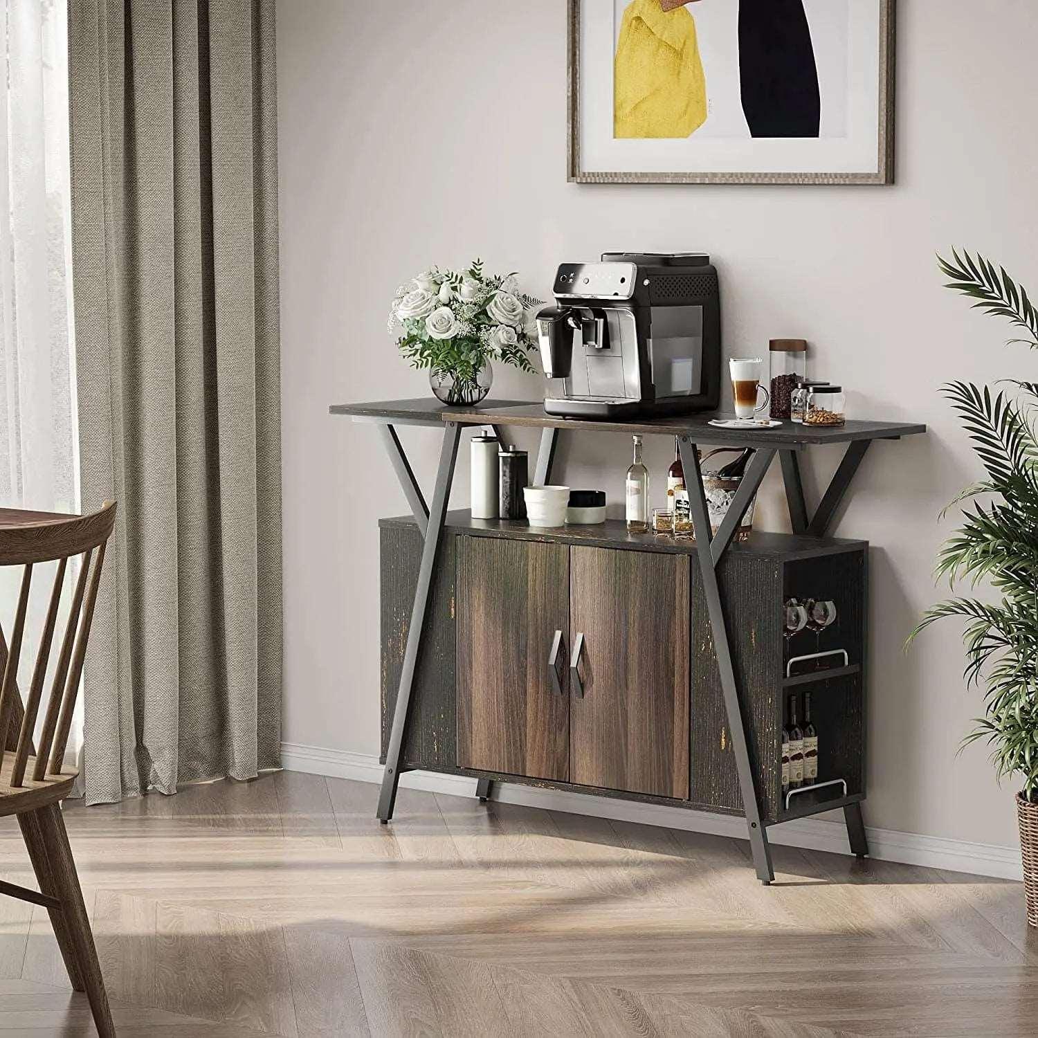 Bestier Small Kitchen Island with Storage Drawers - Portable Buffet Table for Small Spaces, Extra Countertop & Storage Solution for Apartments, Dorms, Studio Kitchens