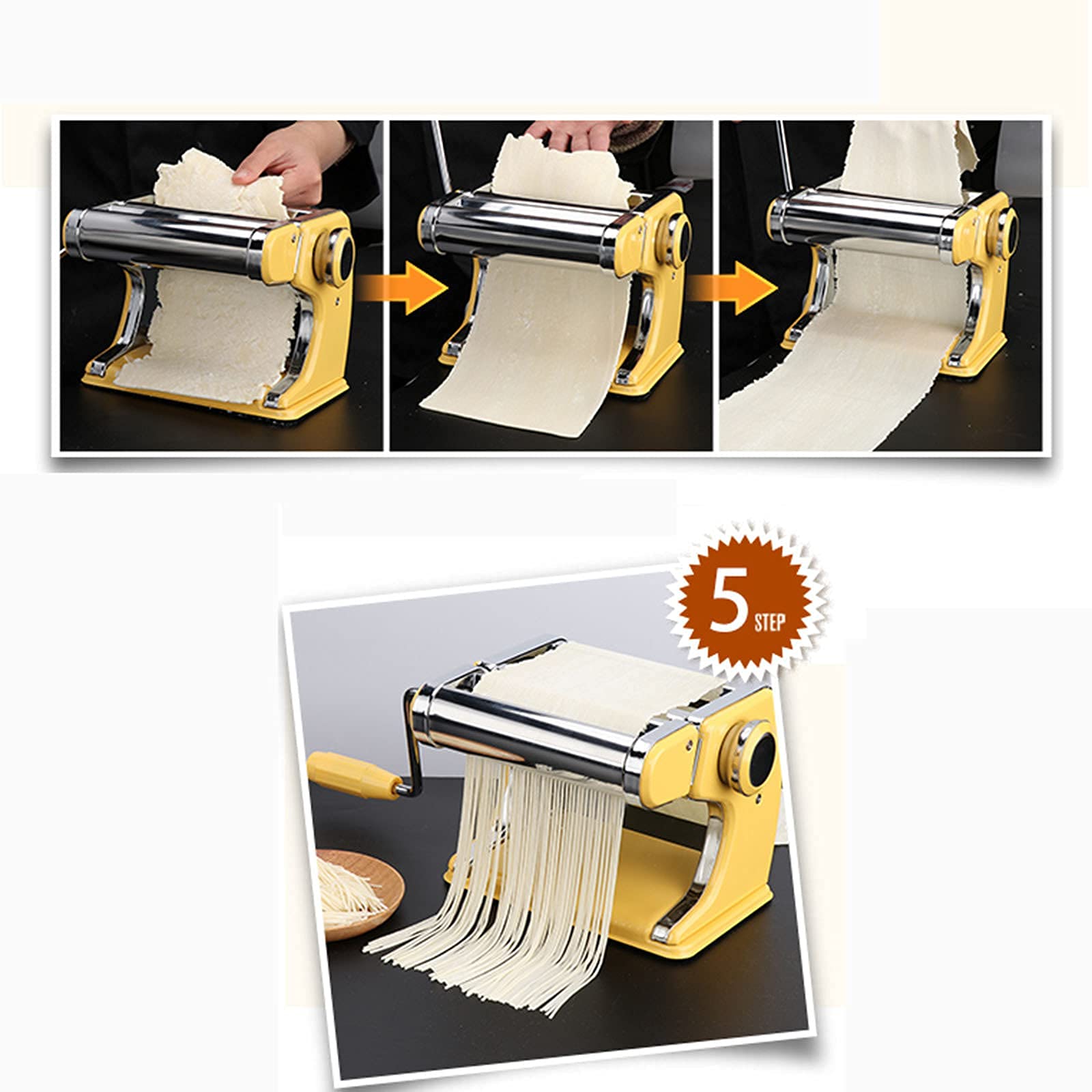 Premium Stainless Steel Pasta Maker Machine with Hand Crank & Clamp - Professional Dough Noodle Maker for Homemade Spaghetti, Fettuccini & More | Perfect for Italian Cooking, Family Meals & Restaurant-Quality Pasta at Home