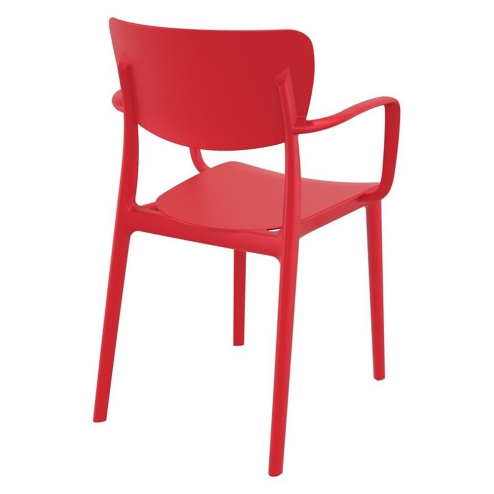 Premium Lisa Outdoor Dining Arm Chairs (Set of 2) - Weather-Resistant Red Patio Furniture for Garden, Poolside & Backyard Dining