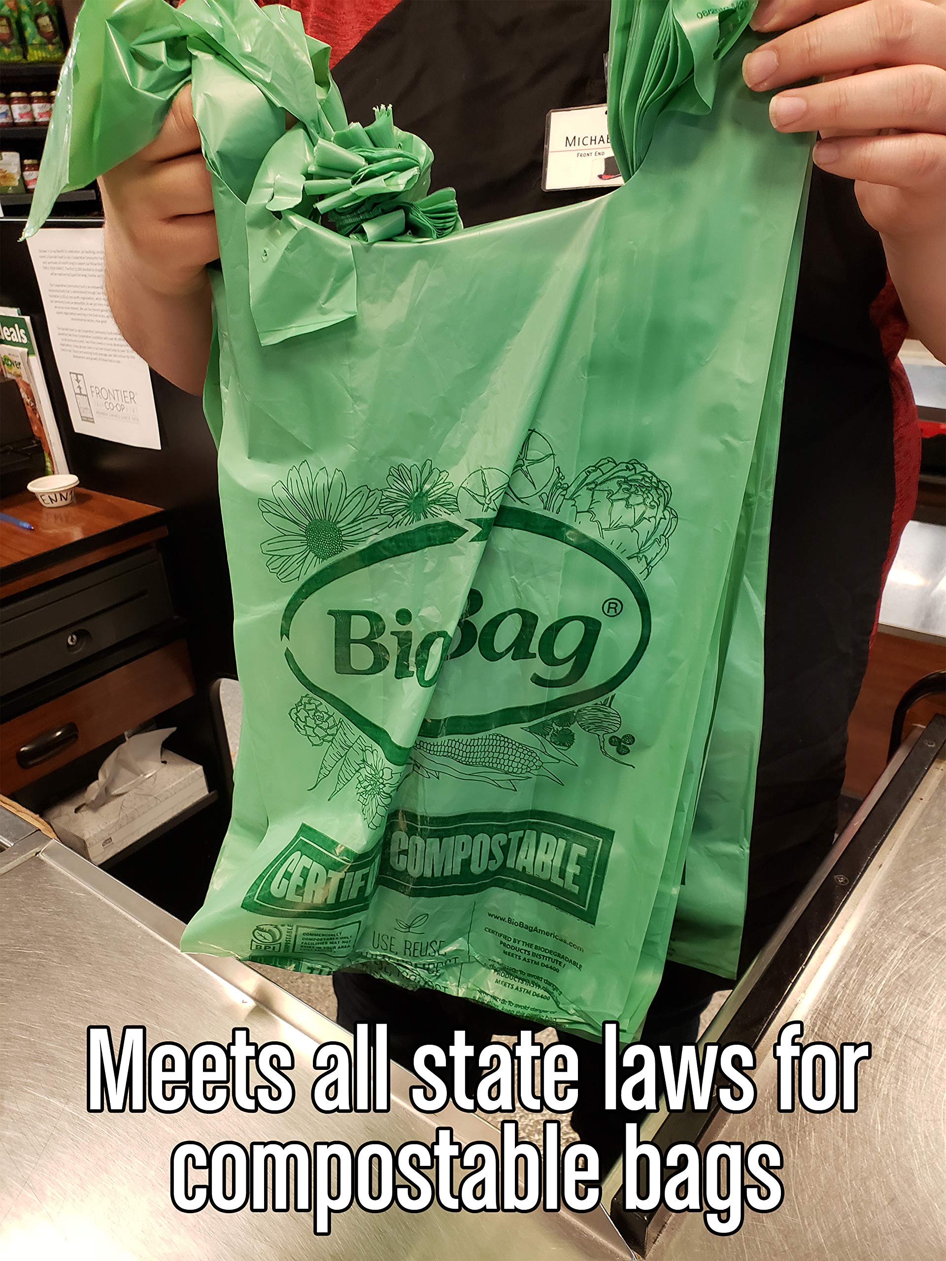 BioBag (USA) 100% Certified Compostable Shopping Bags - 10 lb Capacity, 600 Count Small Eco-Friendly Bags for Groceries, Farmers Markets & Restaurants | Perfect for Sustainable Shopping, Food Storage & Waste Reduction