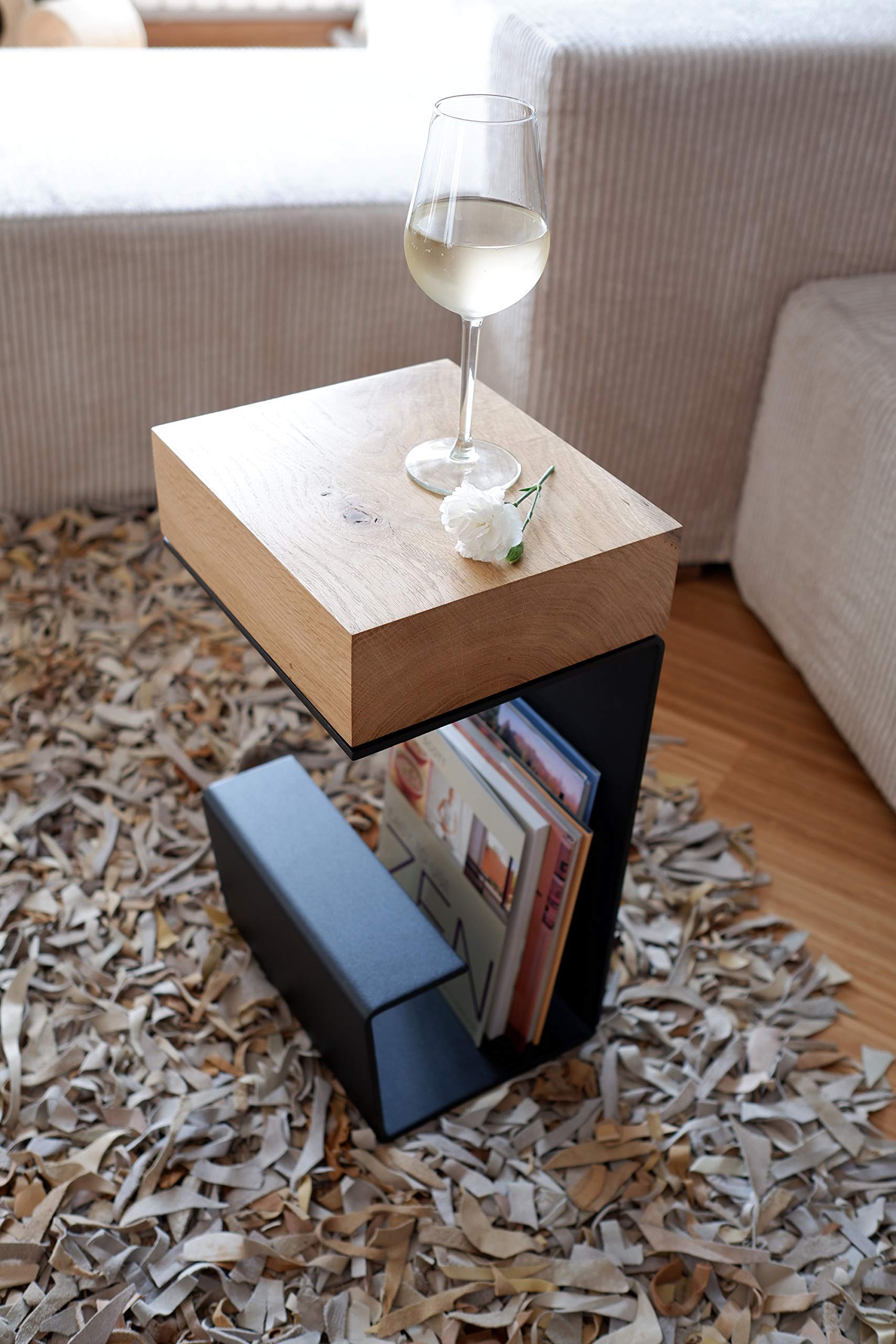Solid Wood End Table - Modern Nightstand & Coffee Table with Storage Shelf, Small Side Table for Living Room, Bedroom, Office - Perfect for Books, Lamps & Decor