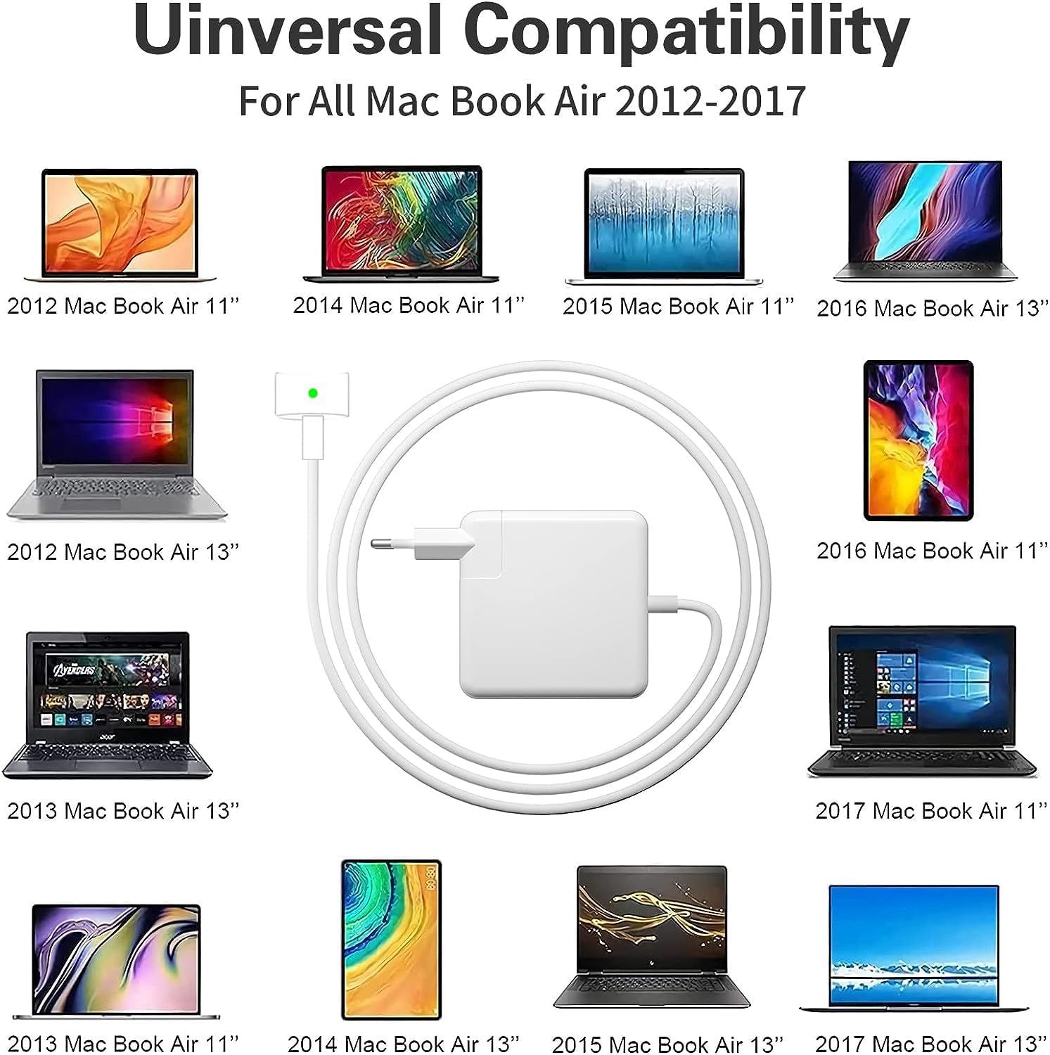 85W T-Tip MacBook Air Charger - Compatible with MacBook Pro, MacBook Air 13/15/17 Inch (Model A1424, A1398, A1425, A1502, A1435, A1465) - Fast Charging Power Adapter for Work, Travel & Home Use