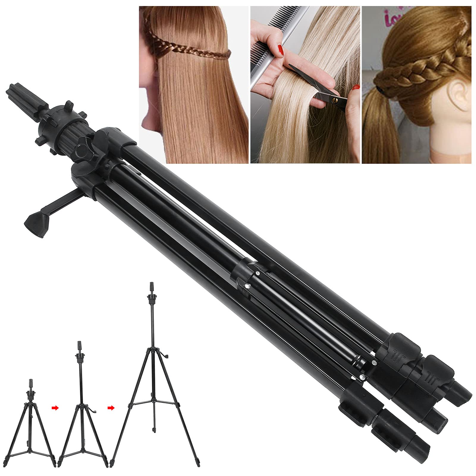 Professional Alloy Hairdressing Mannequin Head Stand - Anti-Slip Adjustable Tripod for Barber Training & Styling Practice - Perfect for Salon, Cosmetology School & Home Use