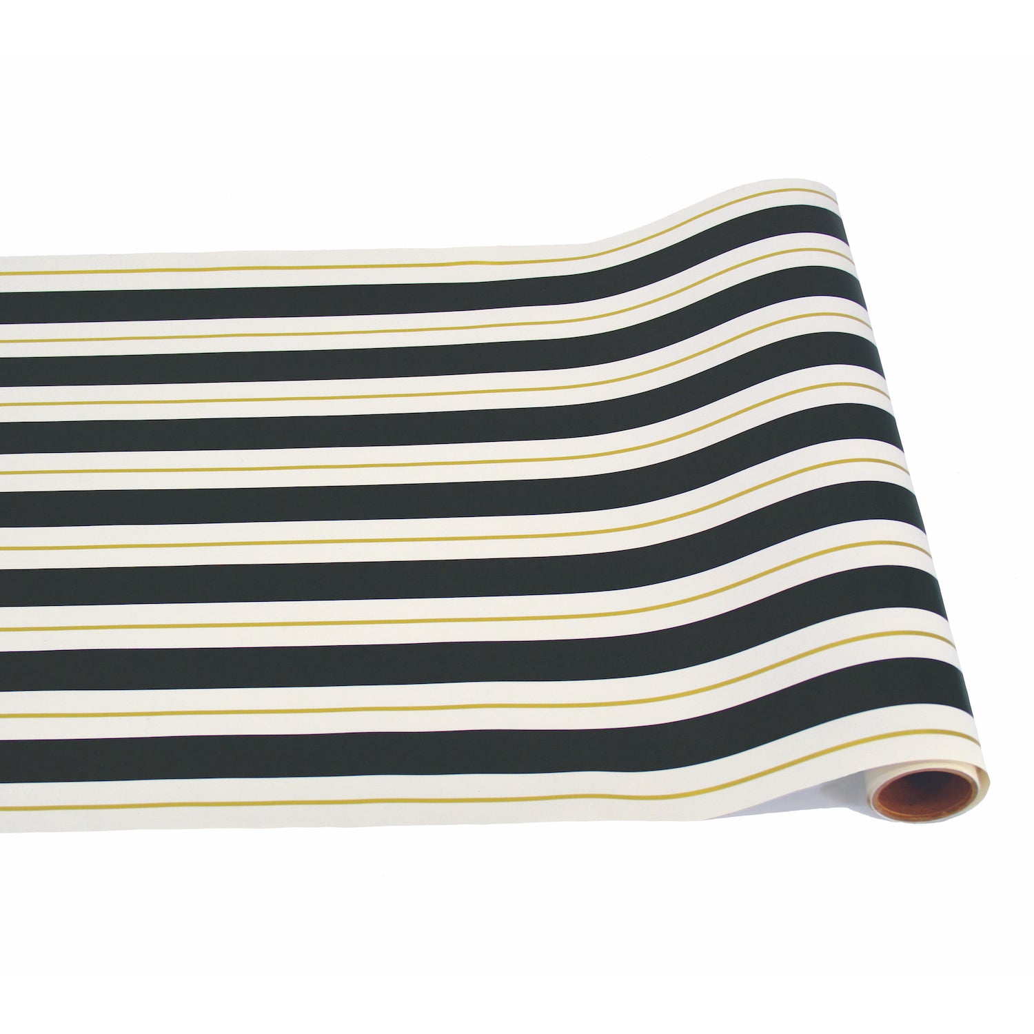 Black & Gold Awning Stripe Runner - Classic Striped Table Runner for Dining Room Decor, Wedding Reception, and Party Table Setting