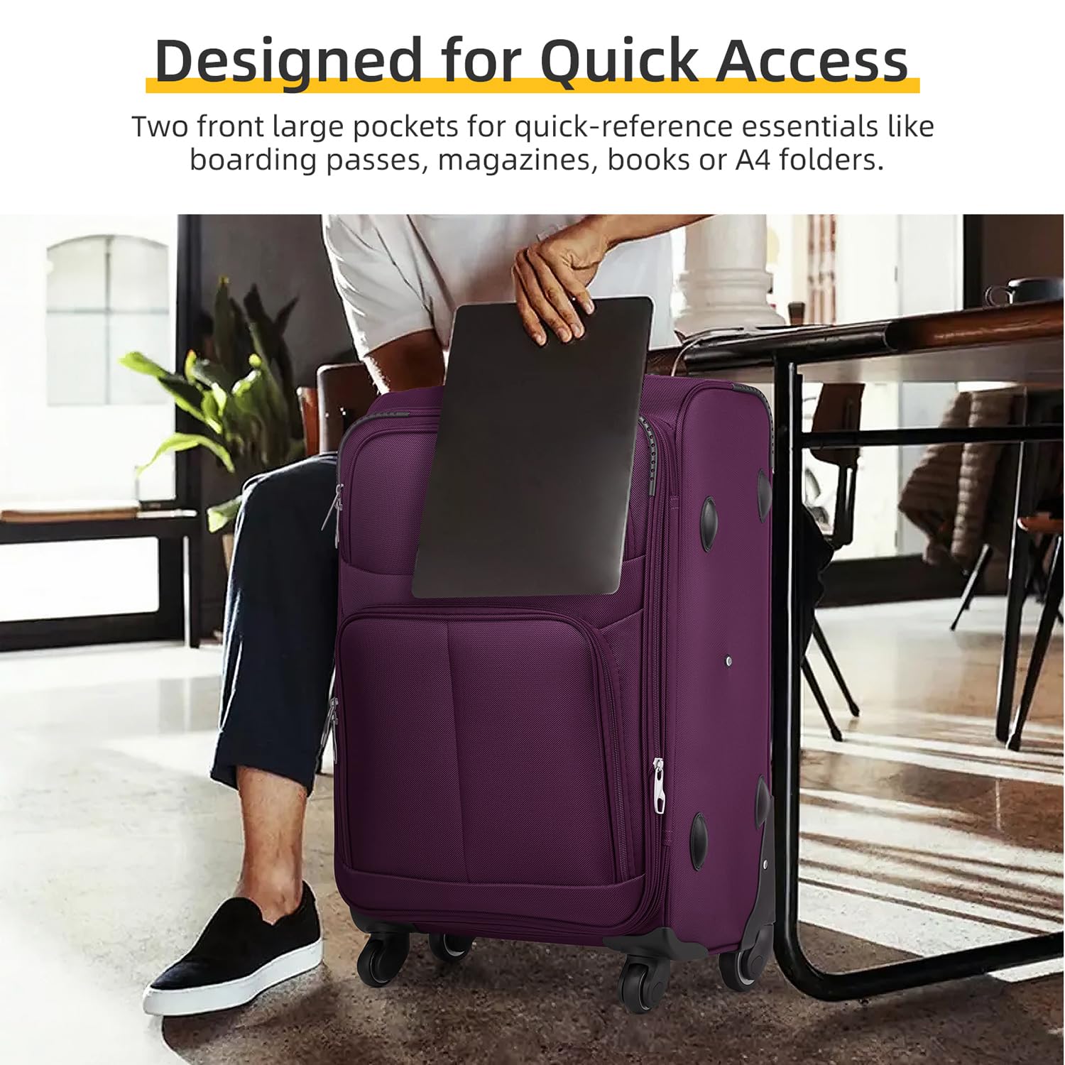 Lavender 5-Piece Expandable Softside Luggage Set with Spinner Wheels & TSA Lock - Lightweight Soft Shell Rolling Suitcases for Men & Women (Purple) - Perfect for Family Vacations, Business Trips & Air Travel