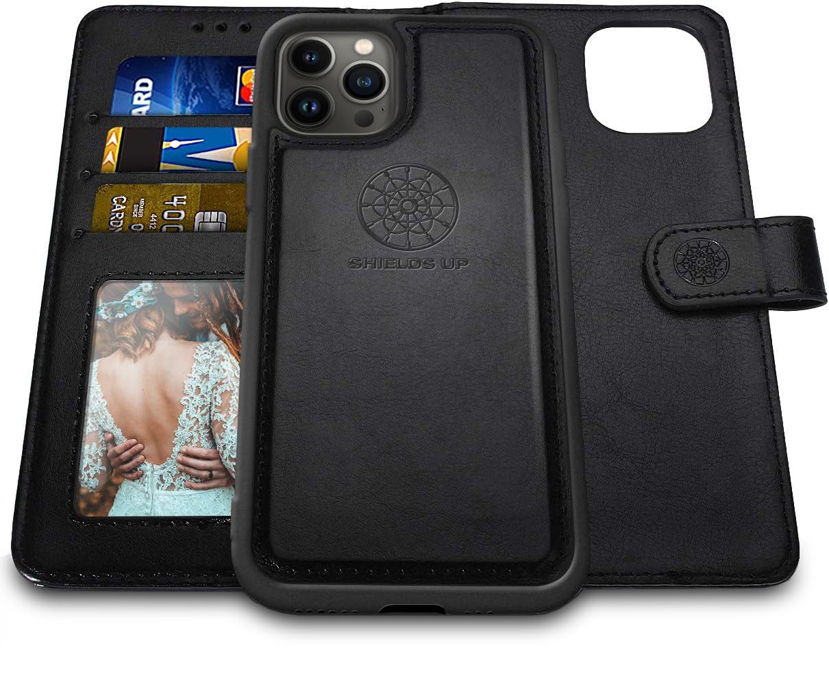 Premium Vegan Leather Magnetic Wallet Case for iPhone 15 Pro Max 6.7
