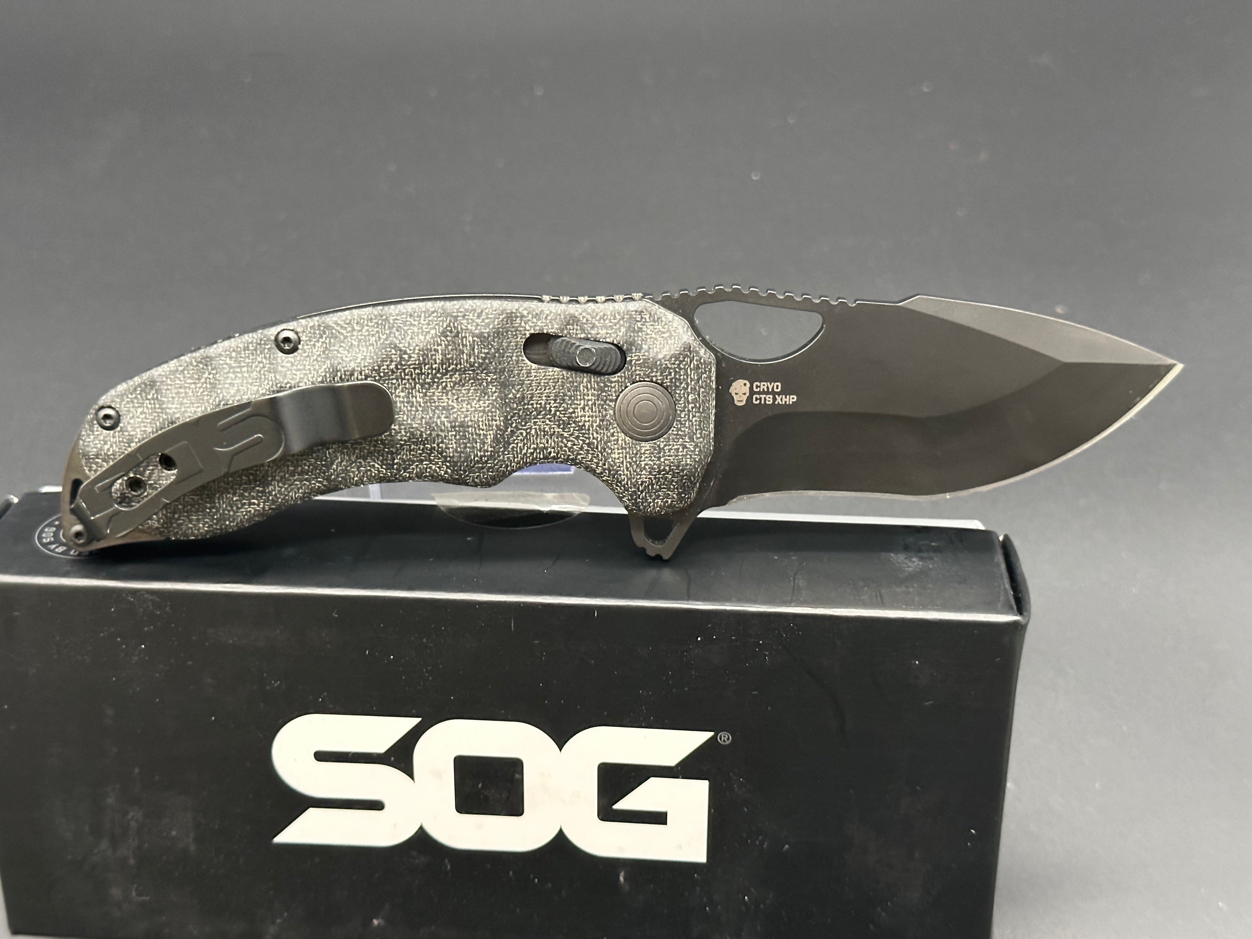 SOG Kiku XR Folding Knife - Blackout Edition with Black Micarta Handle | EDC Tactical Knife for Outdoor Camping, Hunting & Survival Gear