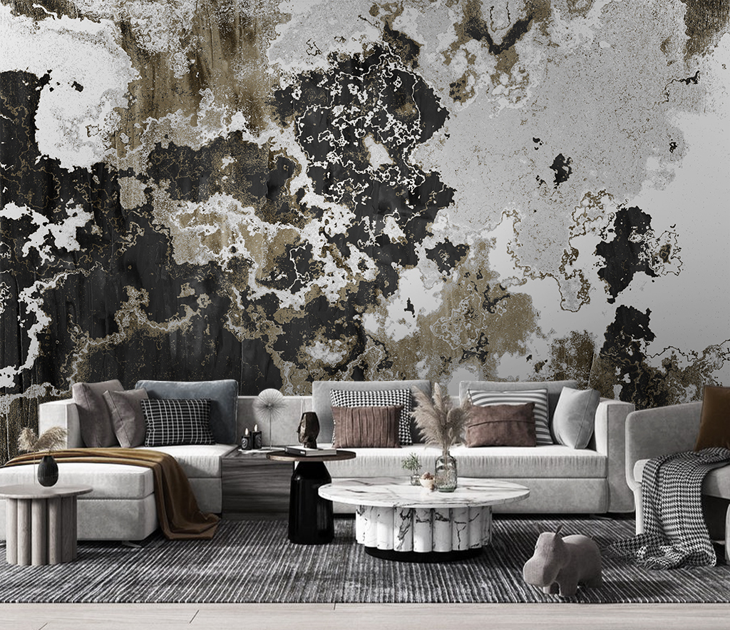 Patch Stone Design Marble Wallpaper Murals - Elegant Peel & Stick Wall Covering for Living Room, Bedroom, Kitchen Decor