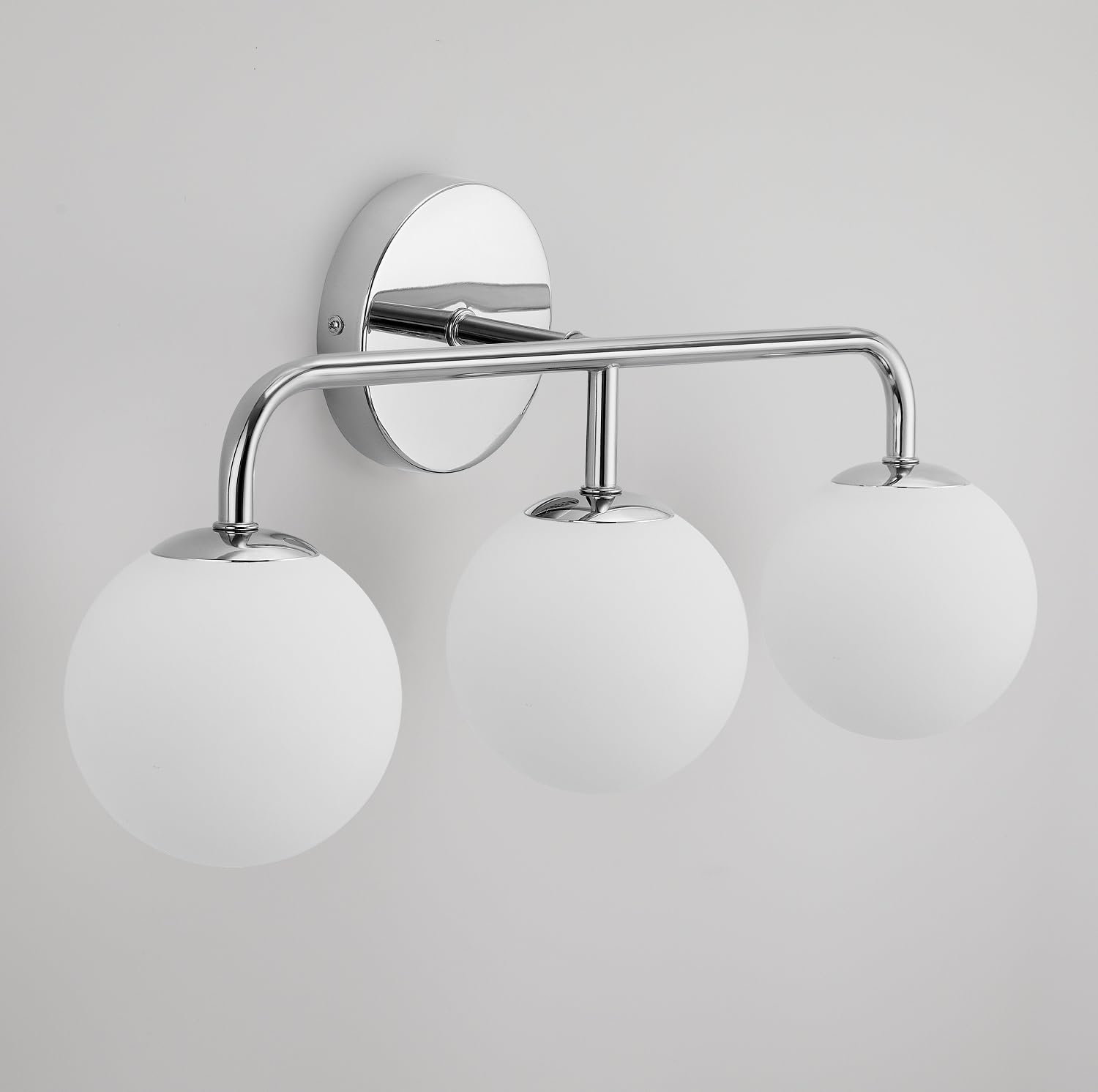 Mid-Century Modern Chrome Bathroom Vanity Lights - 3-Light Mirror Lighting for Elegant Bathrooms