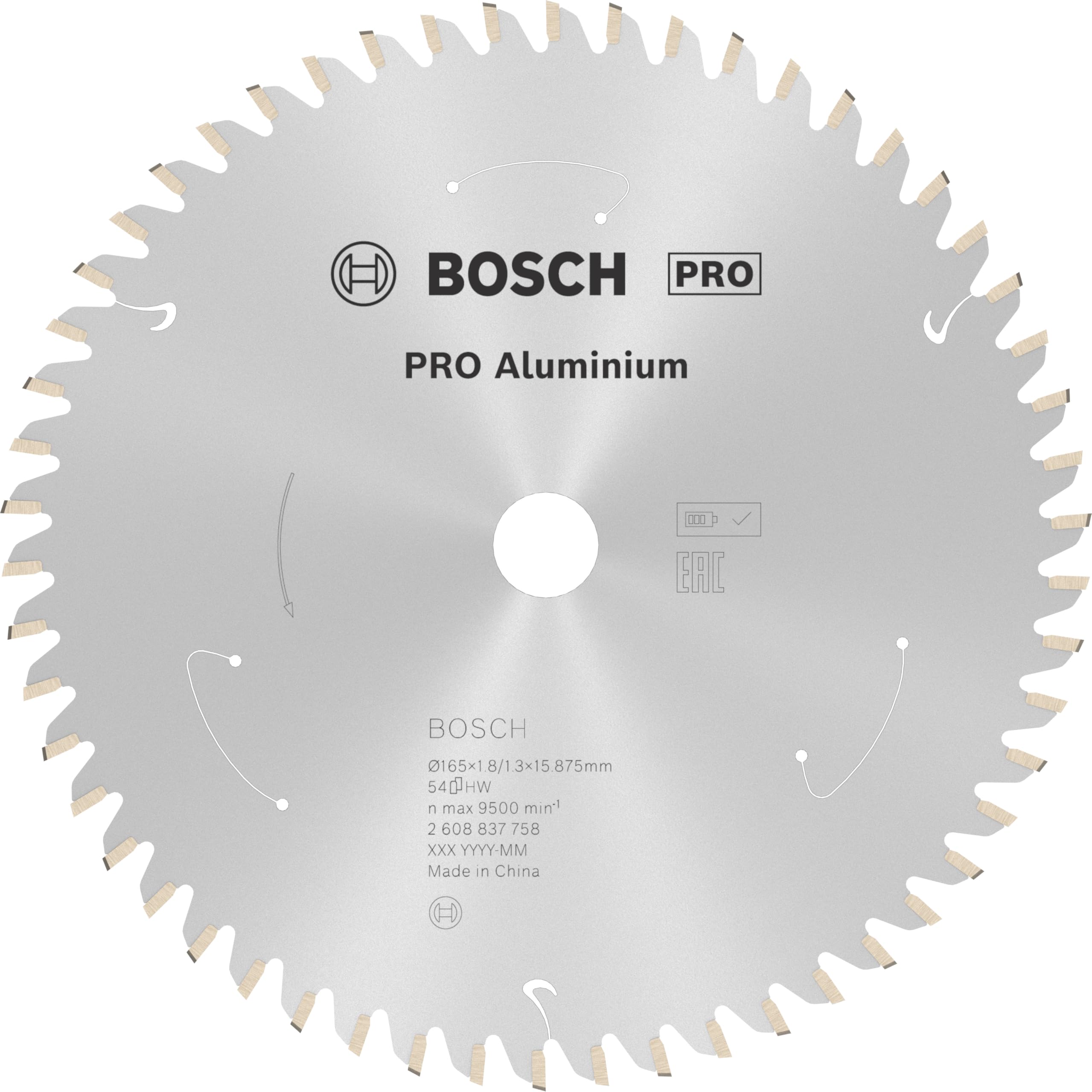 Bosch Professional 165mm Circular Saw Blade for Aluminum Cutting - 54 Teeth, 15.875mm Arbor, 1.8mm Kerf - Compatible with Cordless Circular Saws - Perfect for DIY Projects, Woodworking & Metal Fabrication