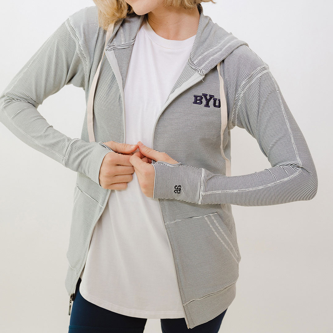 BYU Albion Zip Up Hoodie - Men's & Women's Lightweight Fleece Pullover for Casual Wear, College Campus, and Outdoor Activities