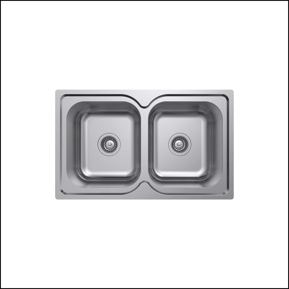 FIENZA Tiva 780 Double Bowl Stainless Steel Kitchen Sink Without Tap Hole 68108 - Perfect for Modern Kitchens, Food Prep & Dishwashing