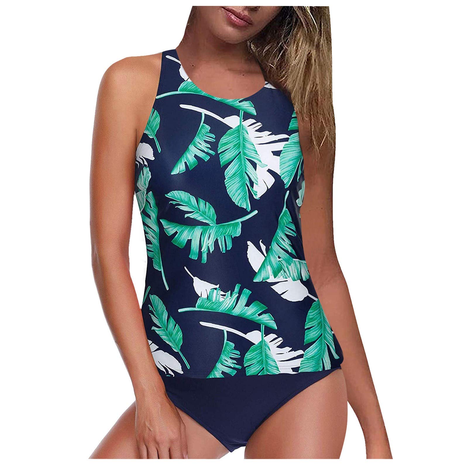 Gumiao Women's 2 Piece Tankini Swimwear Set - Tummy Control Bathing Suit with Polka Dot Print, High Waist Bikini for Beach, Pool & Summer Vacation