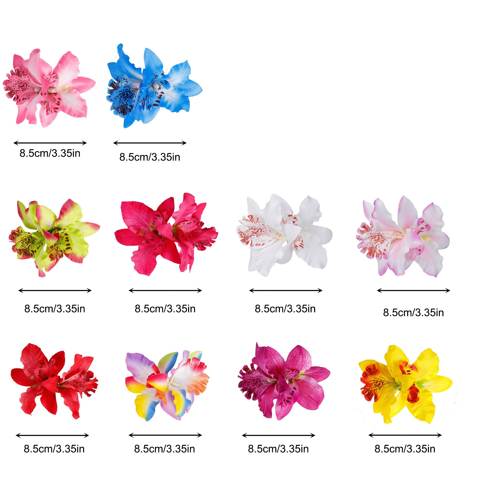 10 Pack Multicolor Double Orchid Flower Hair Clips for Women & Girls - Elegant Bridal Wedding Party Beach Hair Accessories - Perfect for Boho, Summer, and Casual Styling
