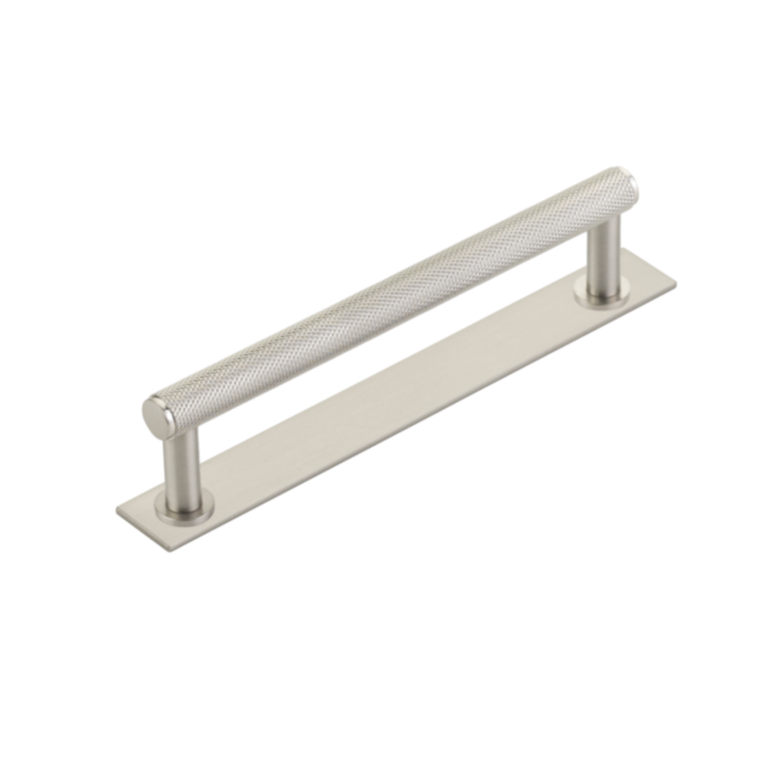 Brushed Nickel Maison Knurled Drawer Pulls and Cabinet Knobs with Optional Backplate - Modern Hardware for Kitchen Cabinets, Dressers & Furniture DIY Upgrade