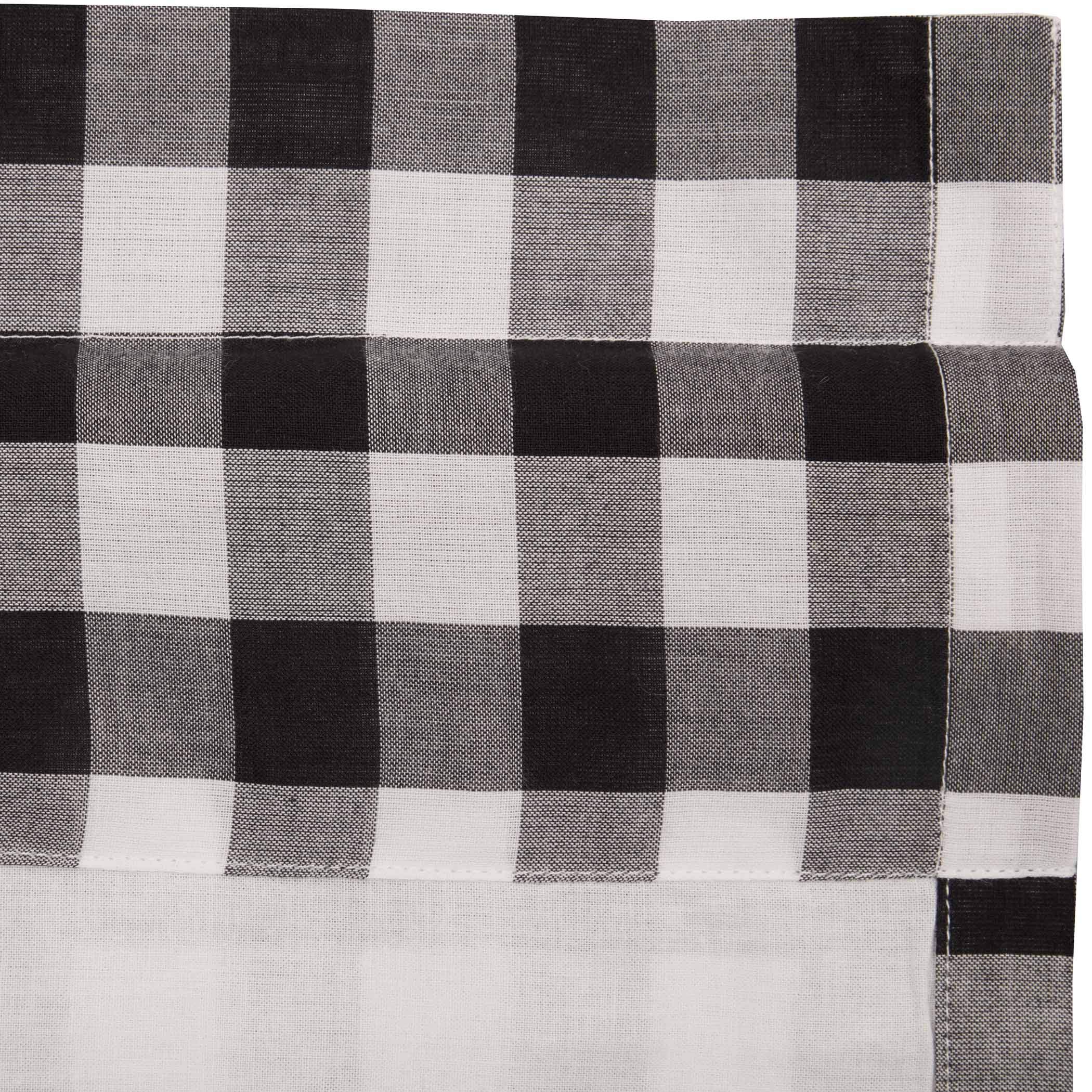 Annie Buffalo Check Cotton Farmhouse Kitchen Curtains - Black 36x36 Tier Pair with Rod Pocket | Rustic Country Style Window Treatment for Cozy Home Decor
