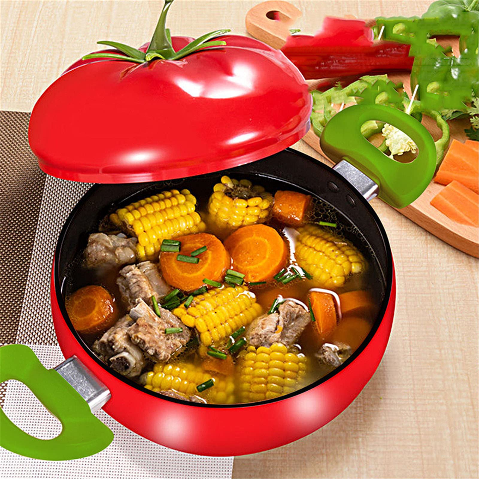 Rziioo Stovetop Ceramic Stew Pot - Cast Iron Tomato Cocotte, Ceramic Stockpot with Lid - Hot Pot Clay Pots for Soup, Stew & Casserole Cooking - Perfect for Slow Cooking, Braising & Serving Dishes at Home