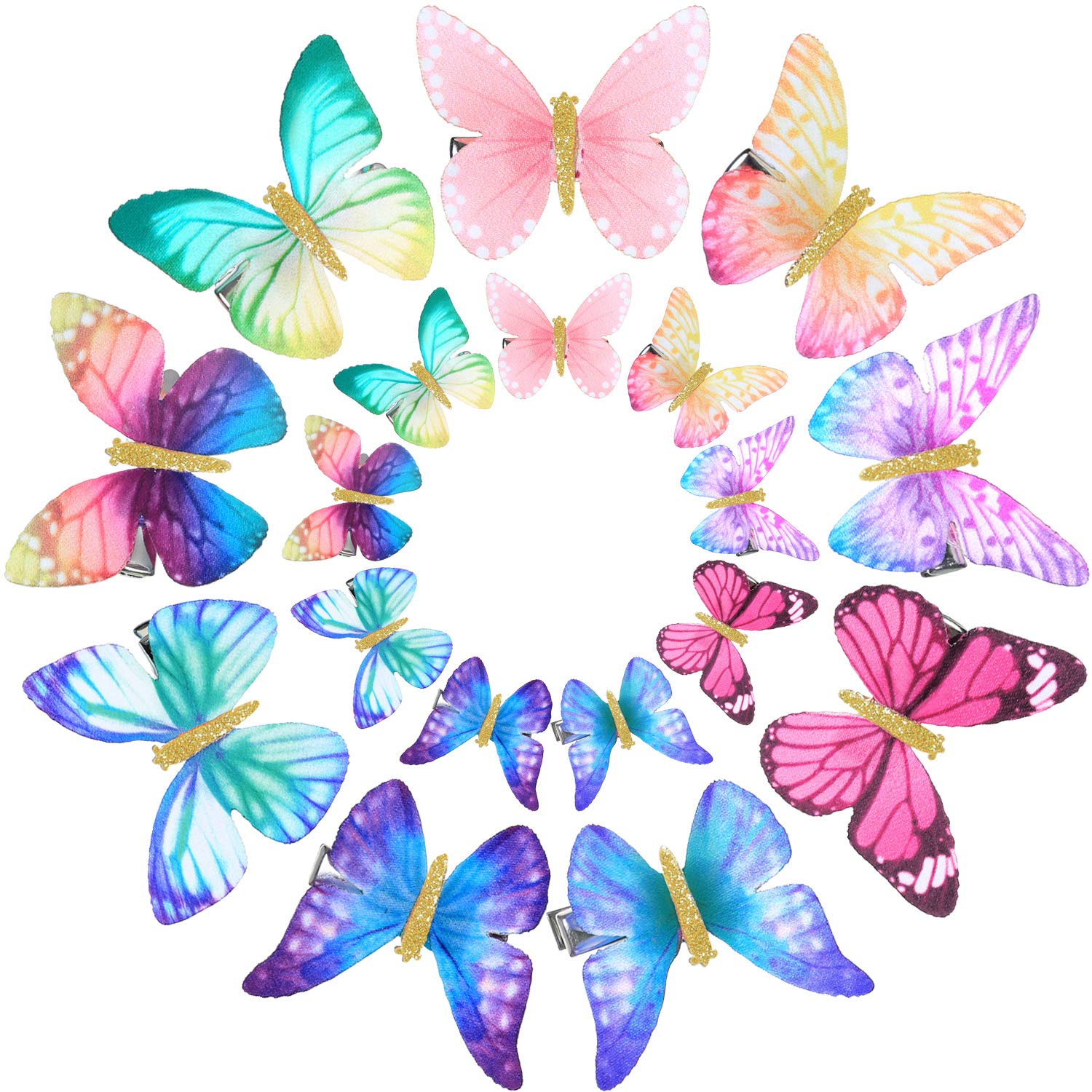 Boao 18-Piece Glitter Butterfly Hair Clips Set for Girls, Teens & Women - Elegant Hair Accessories for Parties, Weddings & Daily Wear
