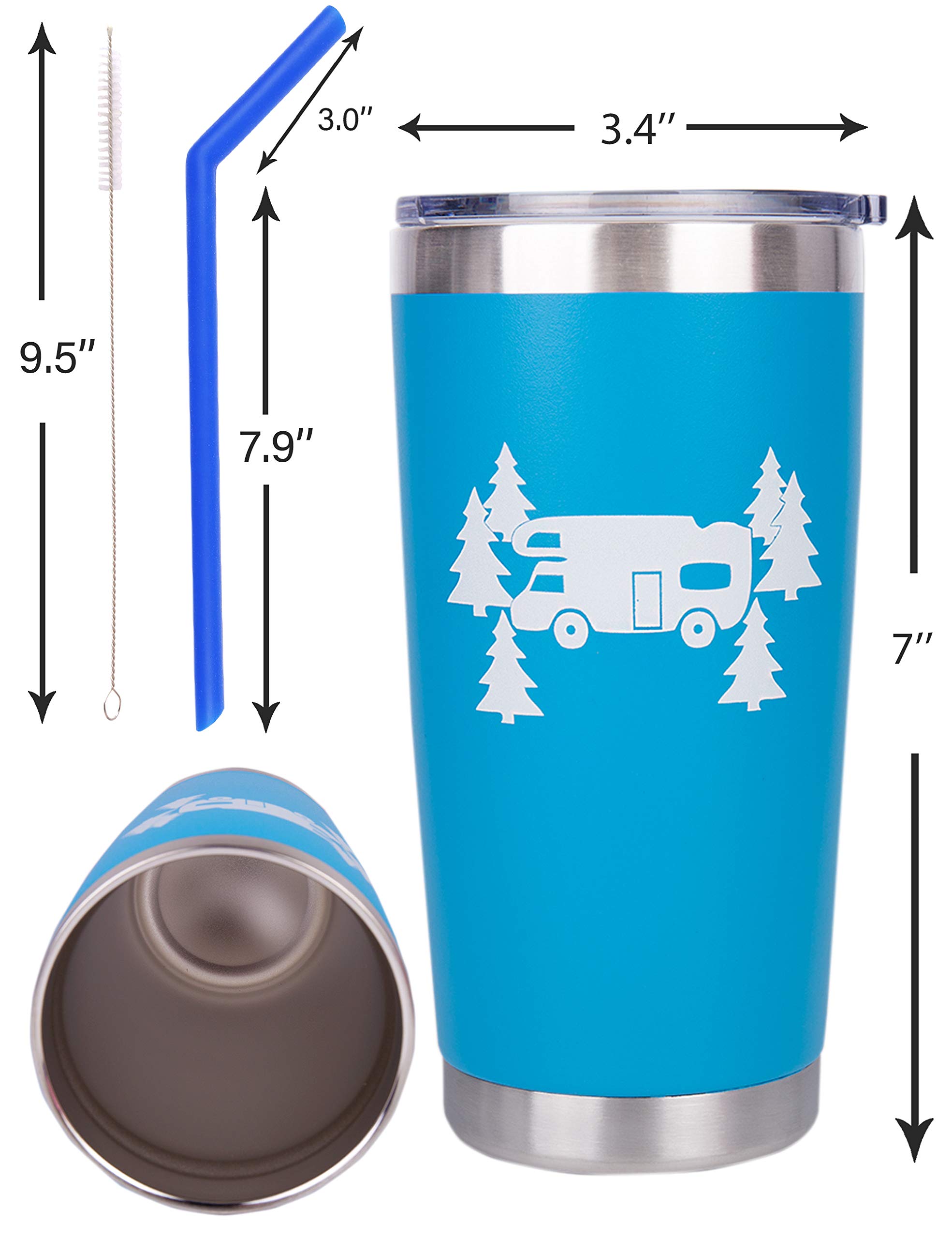 LittleBlueDeer Insulated Stainless Steel Tumbler - Perfect Camping Gift for Women, Christmas Present for Campers, Happy Camper Mug for Outdoor Adventures, Hiking & Travel (20oz) - Ideal for Coffee, Tea & Cold Drinks on Camping Trips