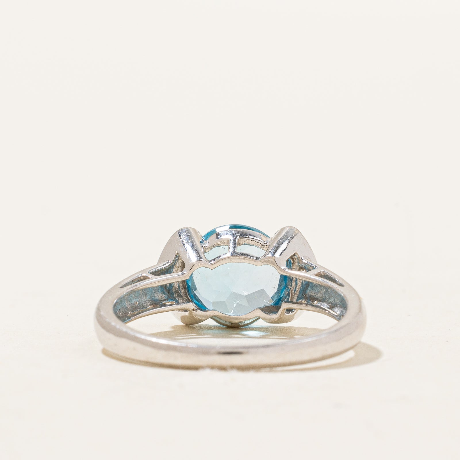 Blue Topaz and Diamond Semi Bezel Ring - 2.00ct Natural Blue Topaz with 0.02ctw Diamonds - Size 7 - Elegant Jewelry for Women - Perfect for Engagement, Anniversary, and Special Occasions