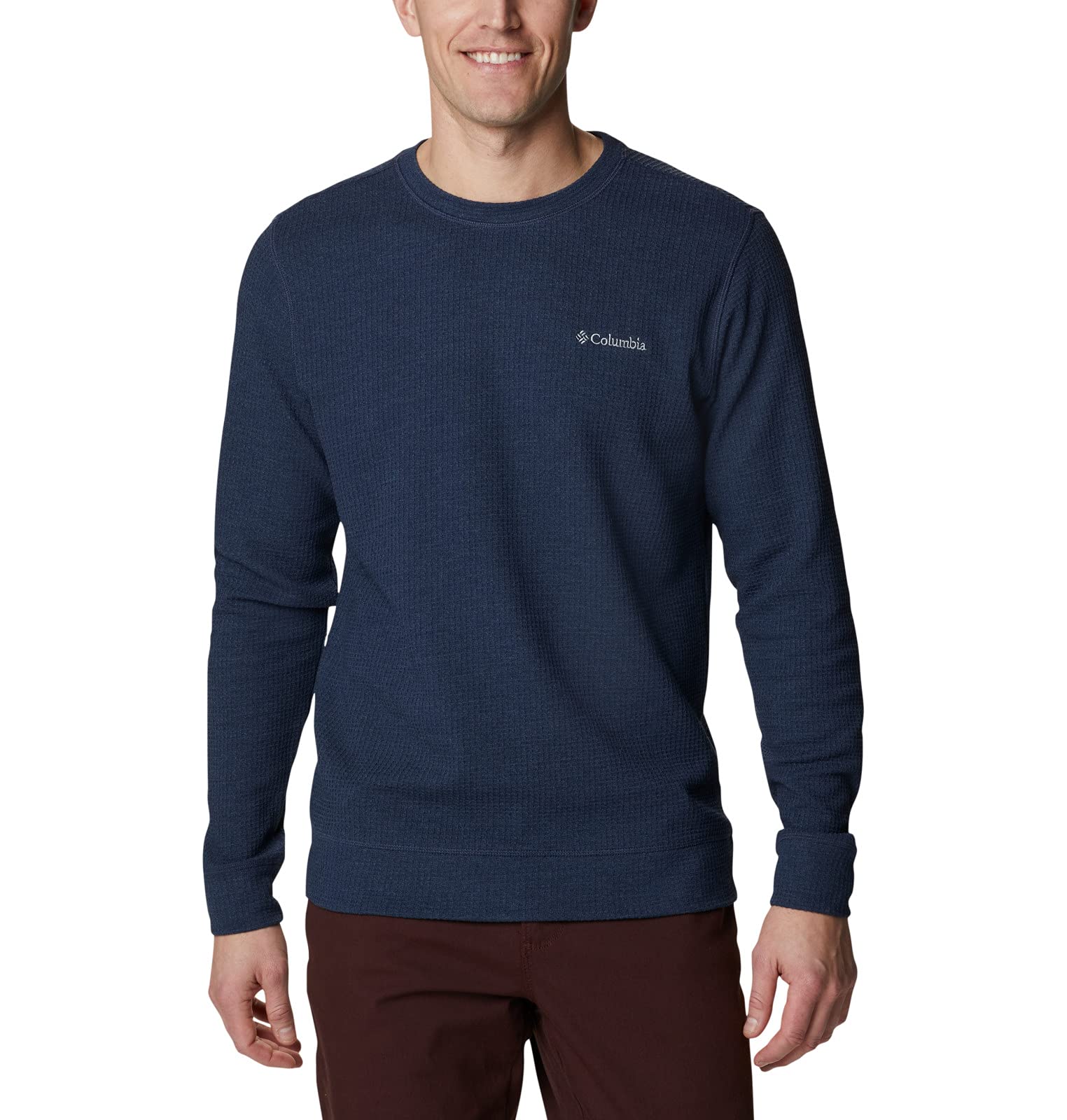 Columbia Men's Pine Peak Waffle Thermal Long Sleeve Crew Shirt - Warm Fleece-Lined Top for Hiking, Camping & Outdoor Adventures