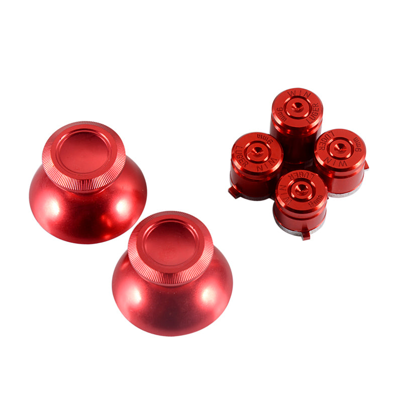eXtremeRate Metal Red Aluminum Alloy Thumbsticks & Bullet ABXY Buttons Replacement for Xbox One/Elite/S/X Controller - Premium Gaming Accessories for Enhanced Gameplay Experience