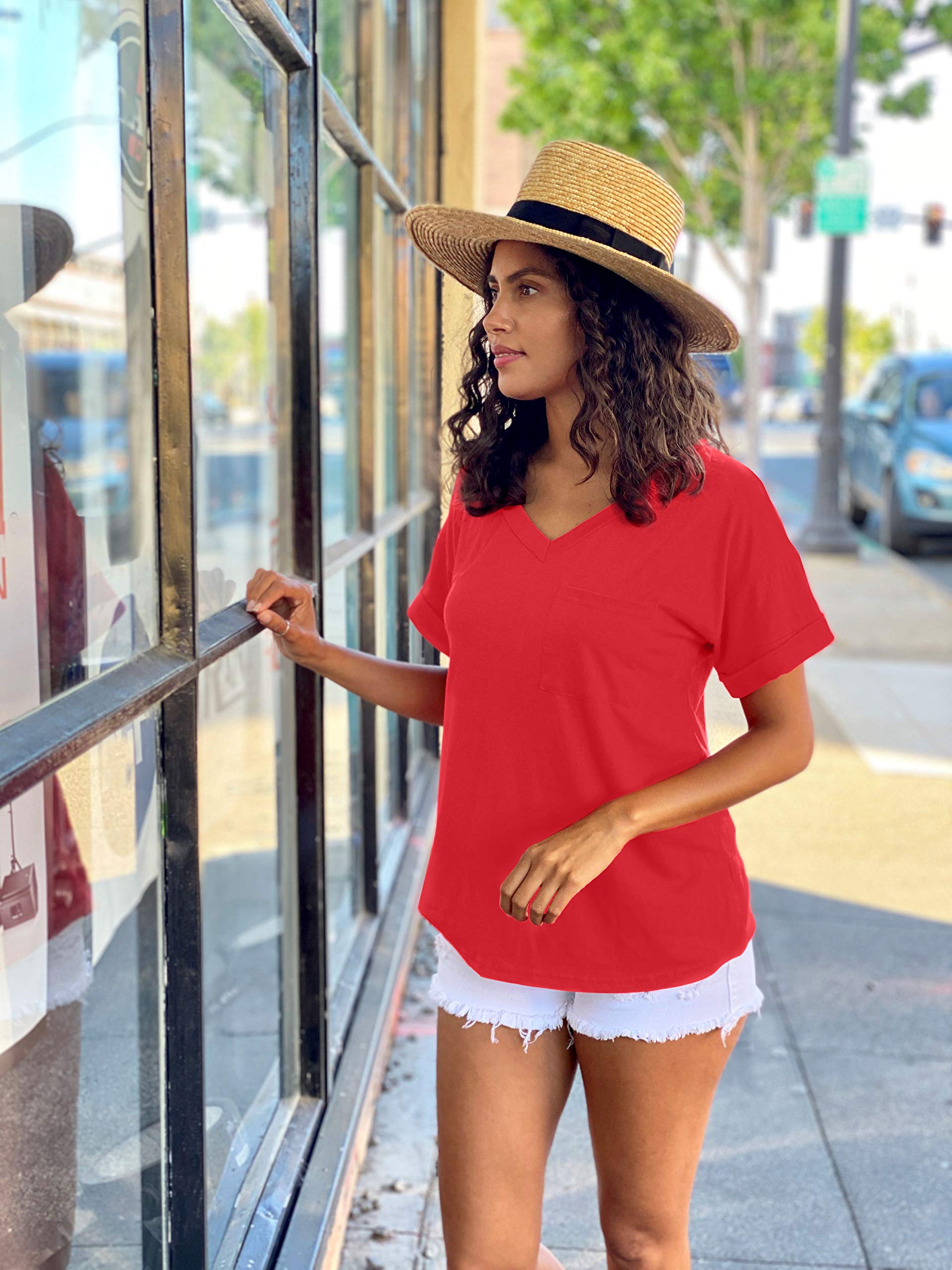 Women's Casual V-Neck T-Shirts Pack - Short Sleeve Tops for Everyday Wear in Regular & Plus Sizes | Perfect for Work, Gym, and Weekend Outfits
