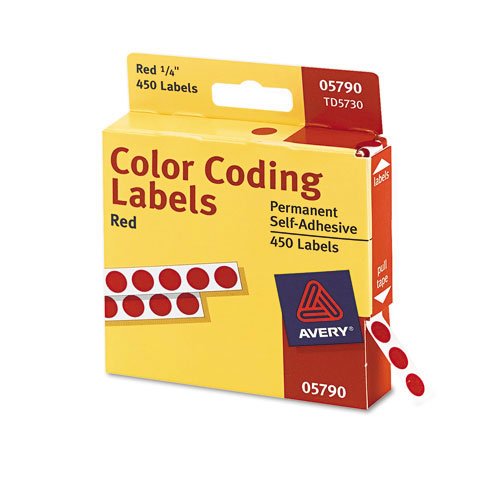 Avery 05790 Permanent Self-Adhesive Red Labels for Office & Home Organization