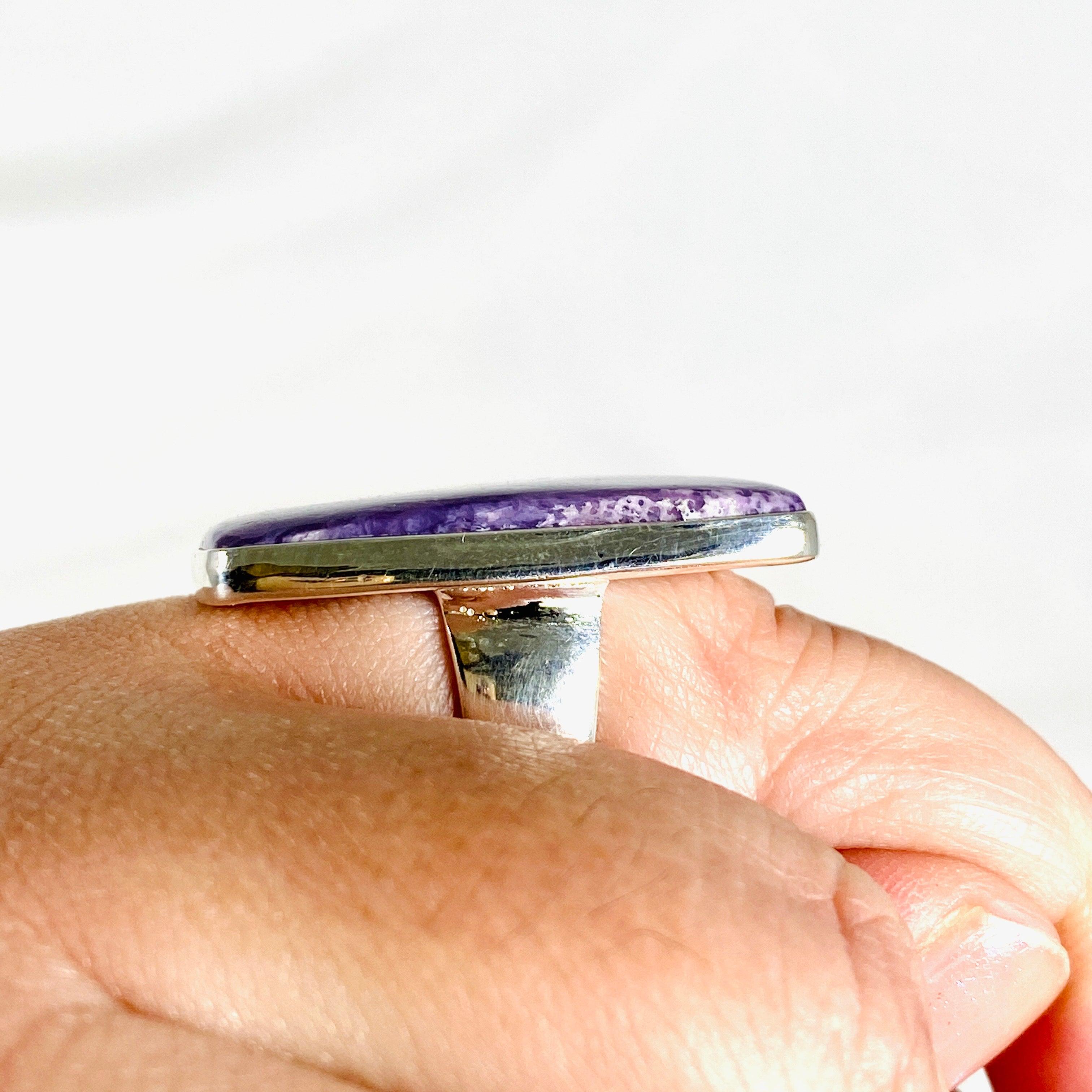 Charoite Square Ring Size 10 - Unique Purple Gemstone Jewelry for Women | Perfect for Gifts, Weddings & Special Occasions