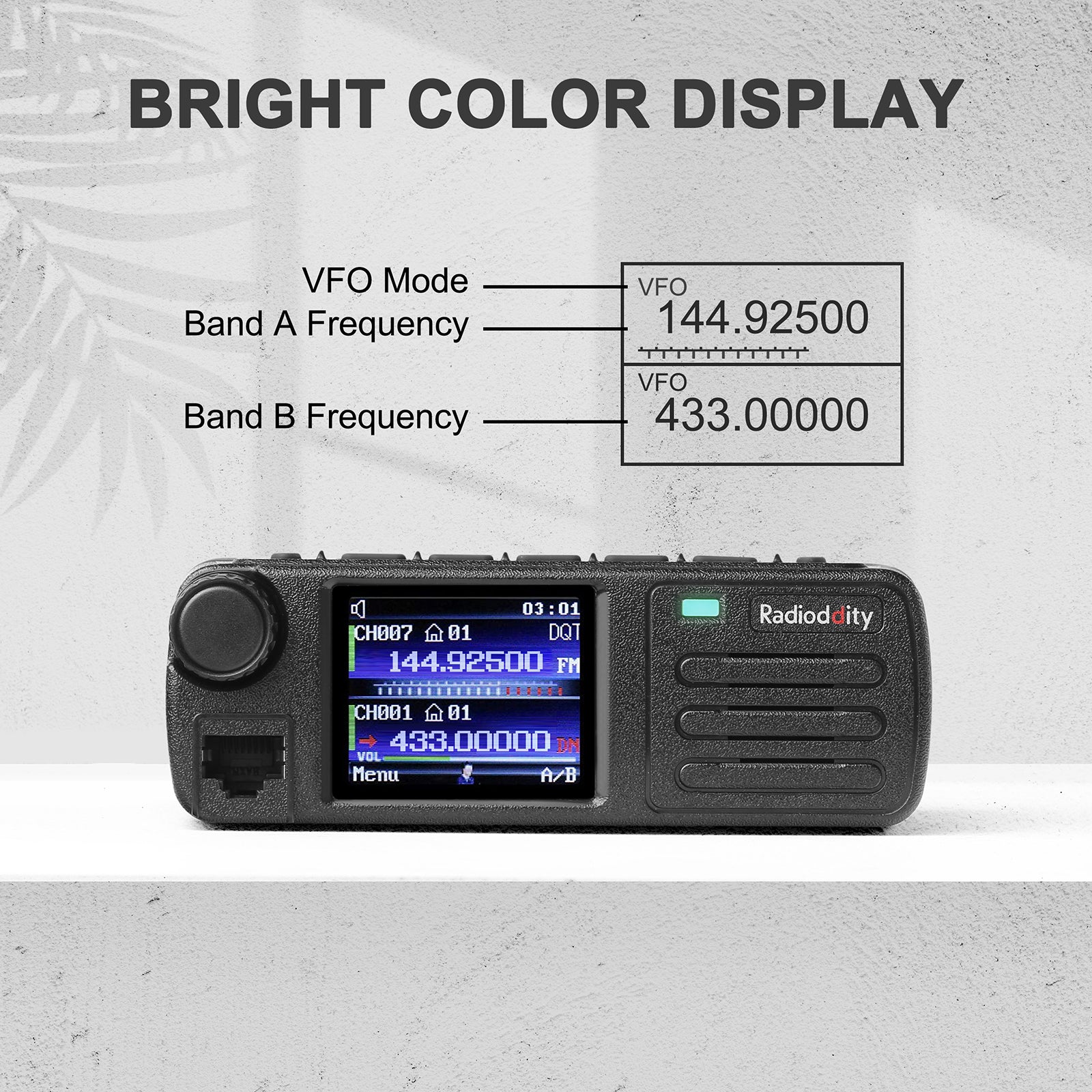 Radioddity DB25-D Mini Mobile Radio 20W VHF UHF Dual Band DMR GPS APRS SMS with Color Screen & 500K Contacts - Perfect for Ham Radio, Emergency Communication, and Off-Road Adventures
