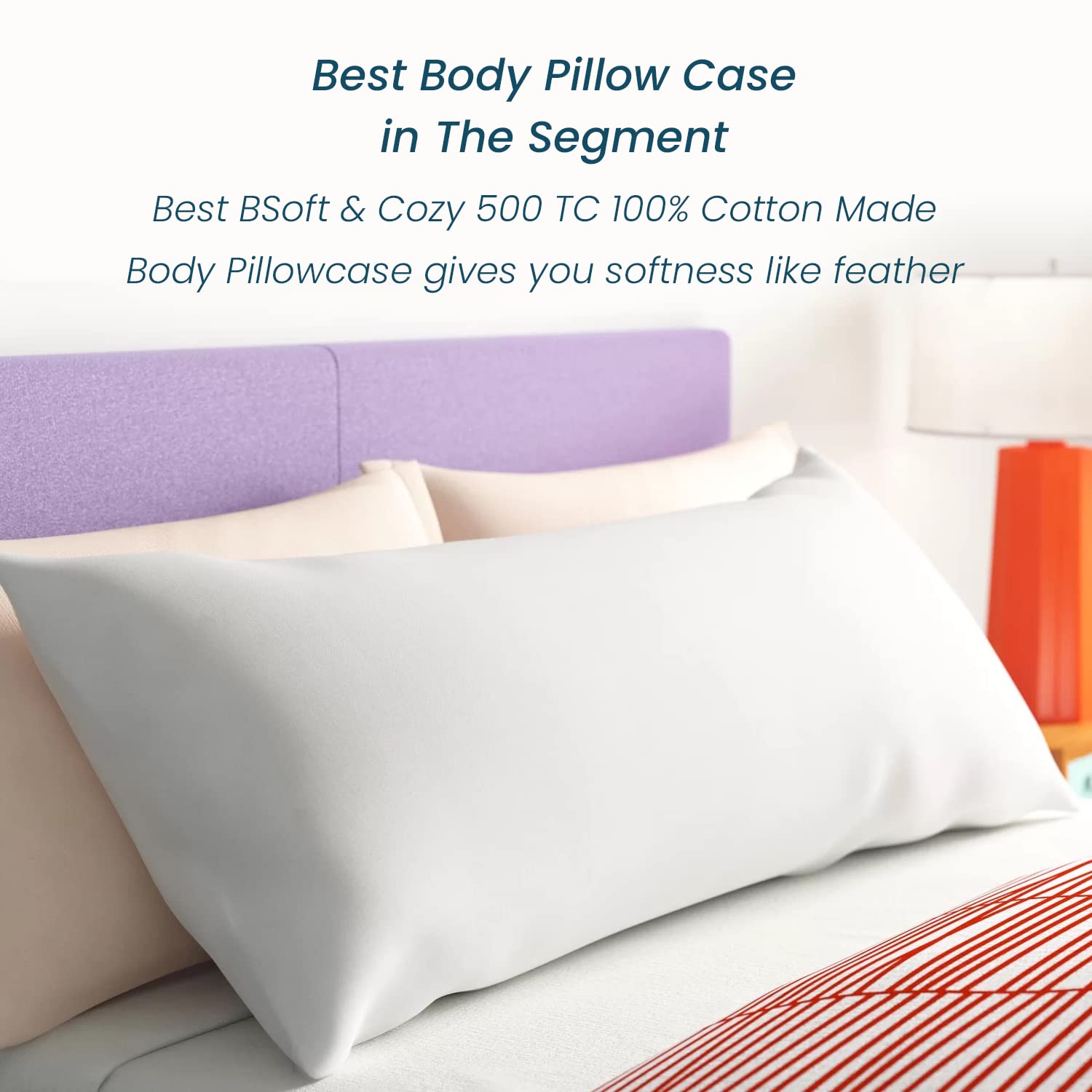 Premium 20x54 Inch Light Pink Body Pillow Cover - 100% Egyptian Cotton 600 Thread Count with Zipper Closure - Soft Pregnancy Pillow Case for Comfort & Support - Perfect for Maternity, Back Pain Relief & Side Sleepers