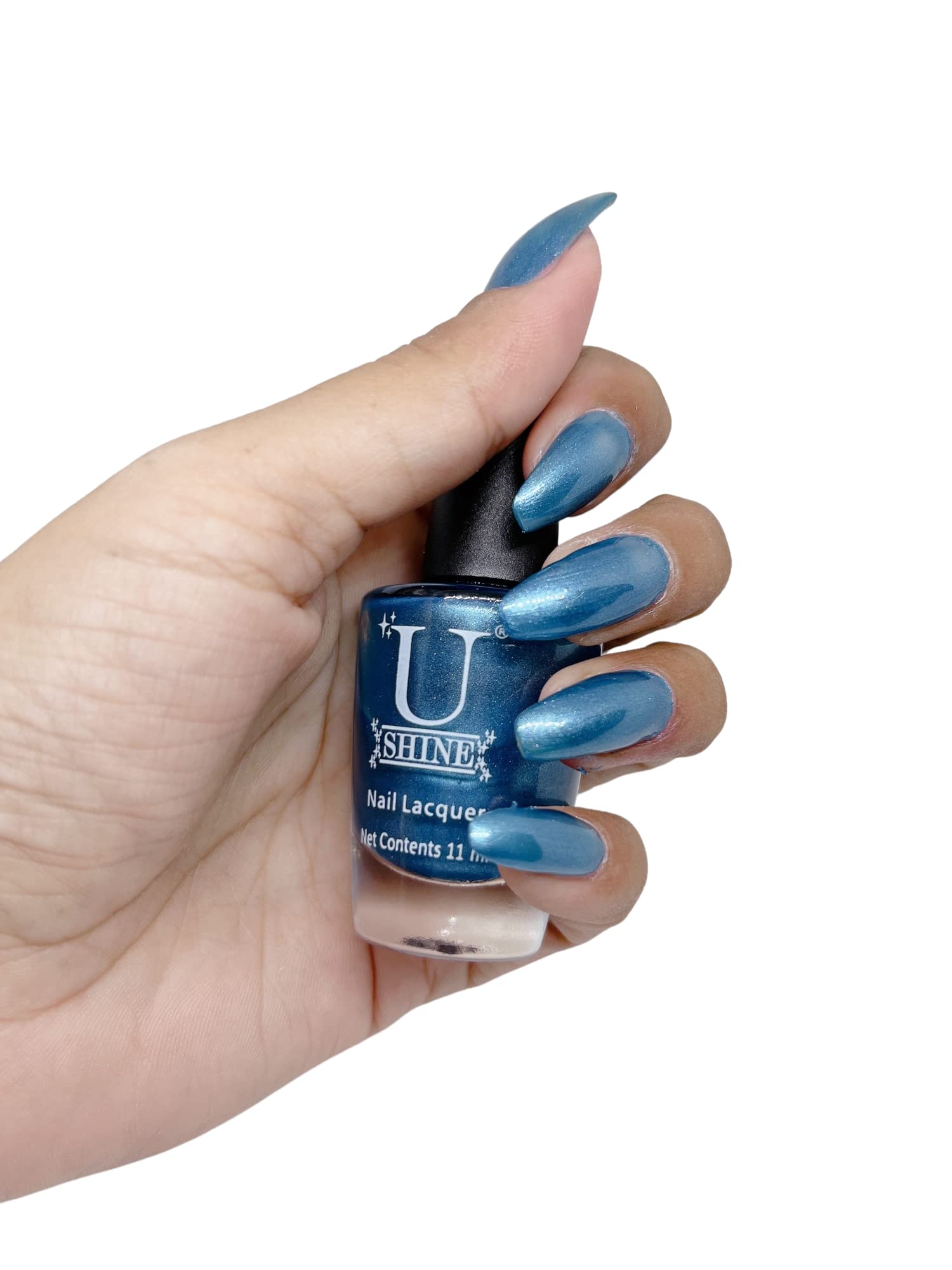 U Shine Fly Royal Airforce Blue Shimmer Nail Polish – 11ml | Paraben-Free, Vegan, No Yellowing, Chipping or Cracking | Long-Lasting Wear | Perfect for Parties, Weddings & Special Occasions