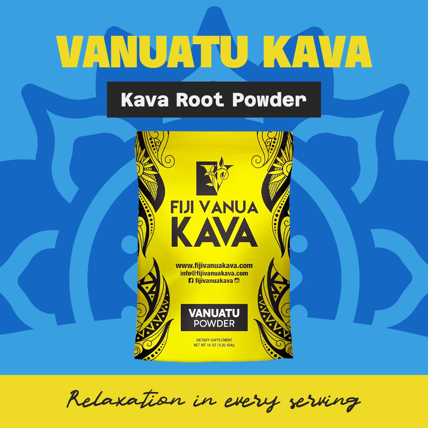 Premium Noble Kava Root Powder - Pure Sun-Dried Lateral Roots, High Kavalactones Content, Medium Grind for Easy Preparation (16oz/1lb) - Relaxation & Stress Relief, Traditional Ceremonial Drink, Natural Sleep Aid