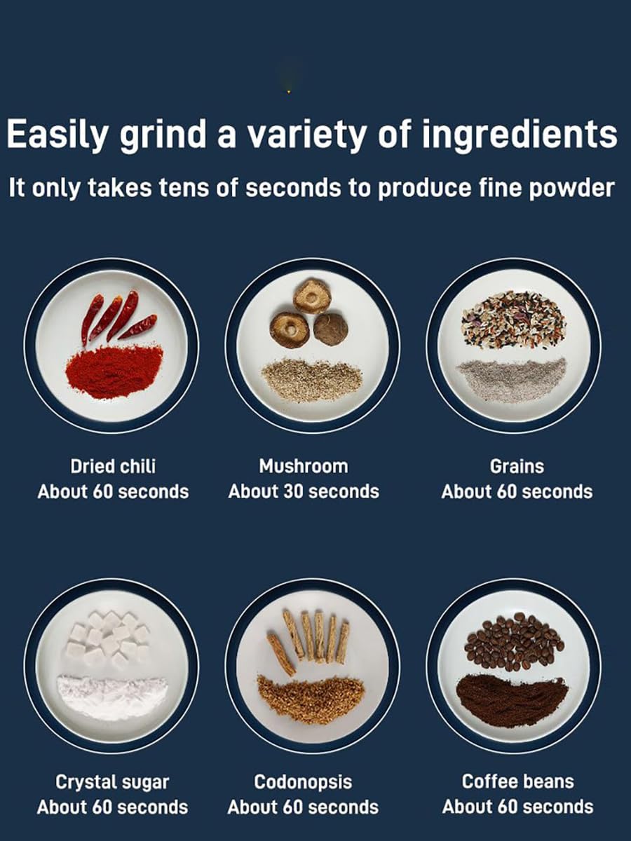 Premium Electric Spice Grinder - Stainless Steel Multifunctional Powder Machine for Coffee Beans, Grains & Condiments | Fine Grinding with 3 Blades (White) | Perfect for Home Kitchens, Coffee Shops & Baking Enthusiasts
