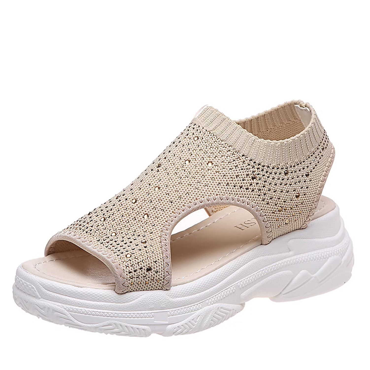 Orthopedic Sandals for Women - Arch Support Platform Wedge Sandals with Sloped Heel, Open Toe & Thick Sole - Lightweight Comfort Shoes for Walking, Travel & Everyday Wear