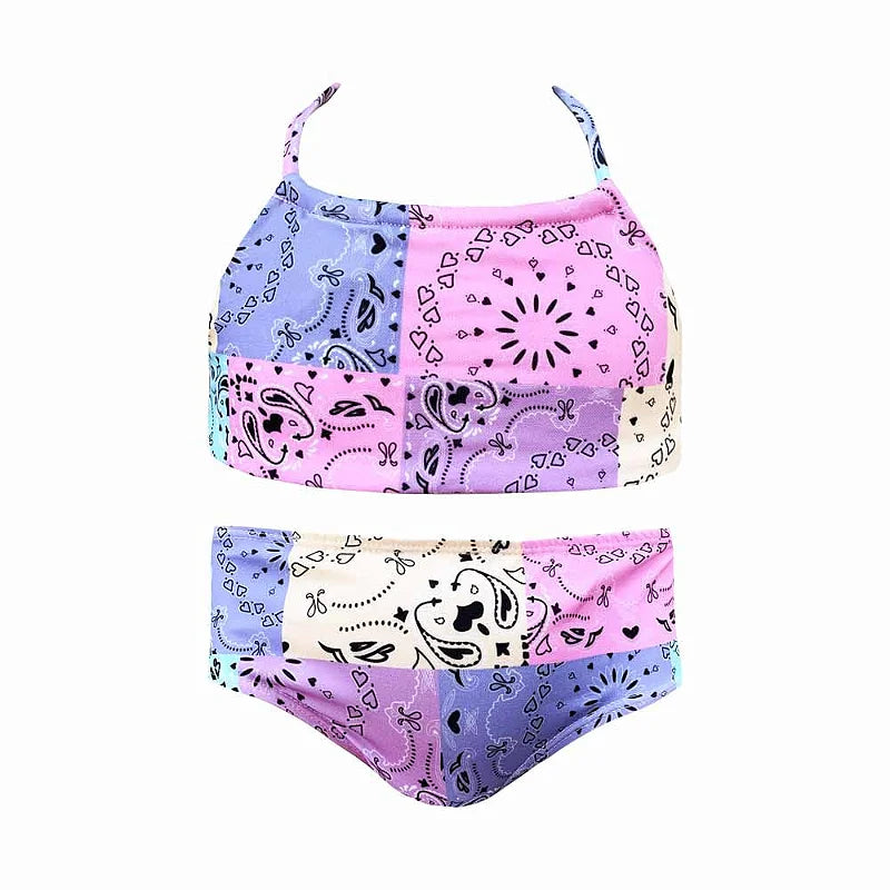 Pink Candy Love Girls Two Piece Swim Set - Cute Bikini for Teens, Summer Beach Swimwear, Pool Party Outfit for Girls