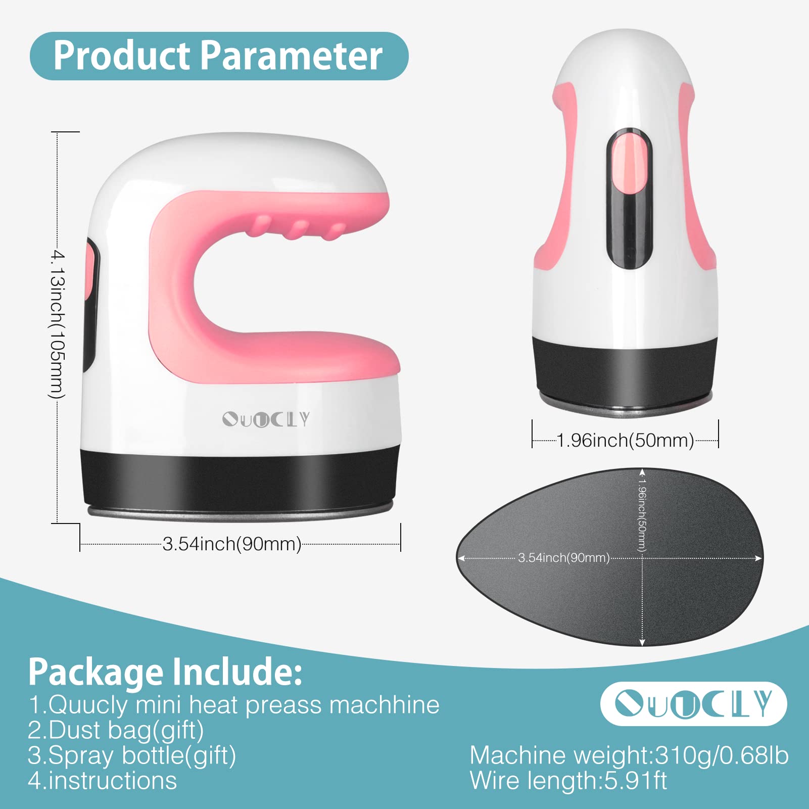 Mini Heat Press Machine for T-Shirts & Crafts - Portable Iron for HTV Vinyl, Shoes, Hats - Easy DIY Transfer Tool (Pink) | Perfect for Home Projects, Small Businesses & Crafting Enthusiasts
