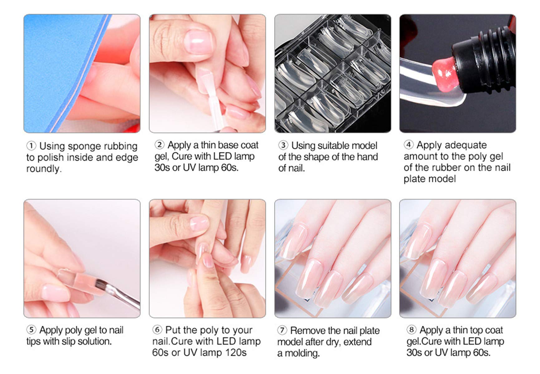 Poly Gel Nail Extension Kit with 3 Colors & UV LED Lamp - Professional Nail Builder for False Tips & Enhancements | Perfect for Salon, Home Manicures & DIY Nail Art