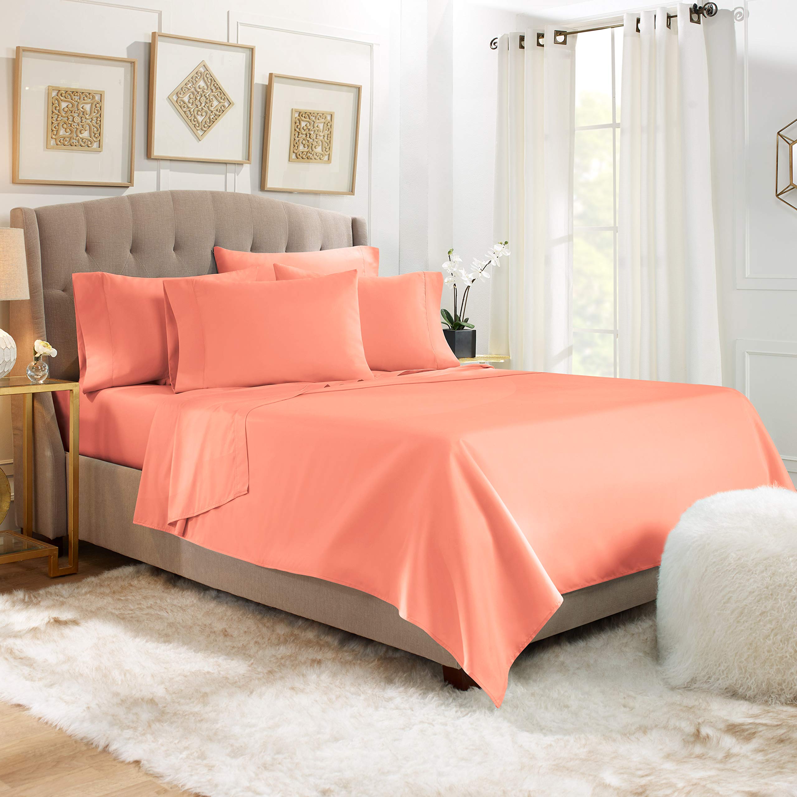 Empyrean Soft Queen Size Pillowcases Set of 4 - Standard Size Bedding Pillow Covers in Misty Rose - Perfect for Bedroom, Guest Room, and Hotel Decor